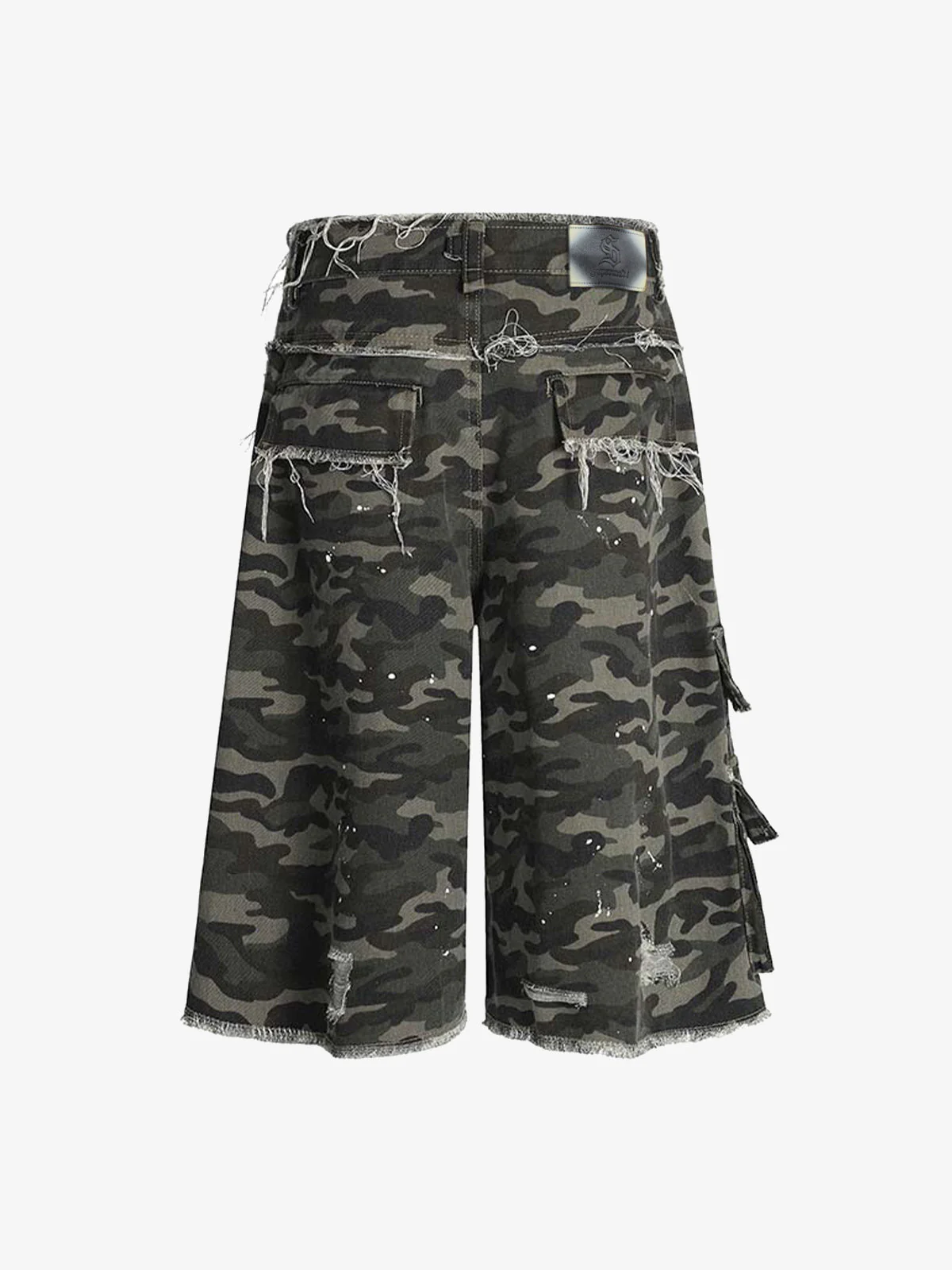 Distressed Camo Multi-Pocket Straight-Leg Jorts - Image 3