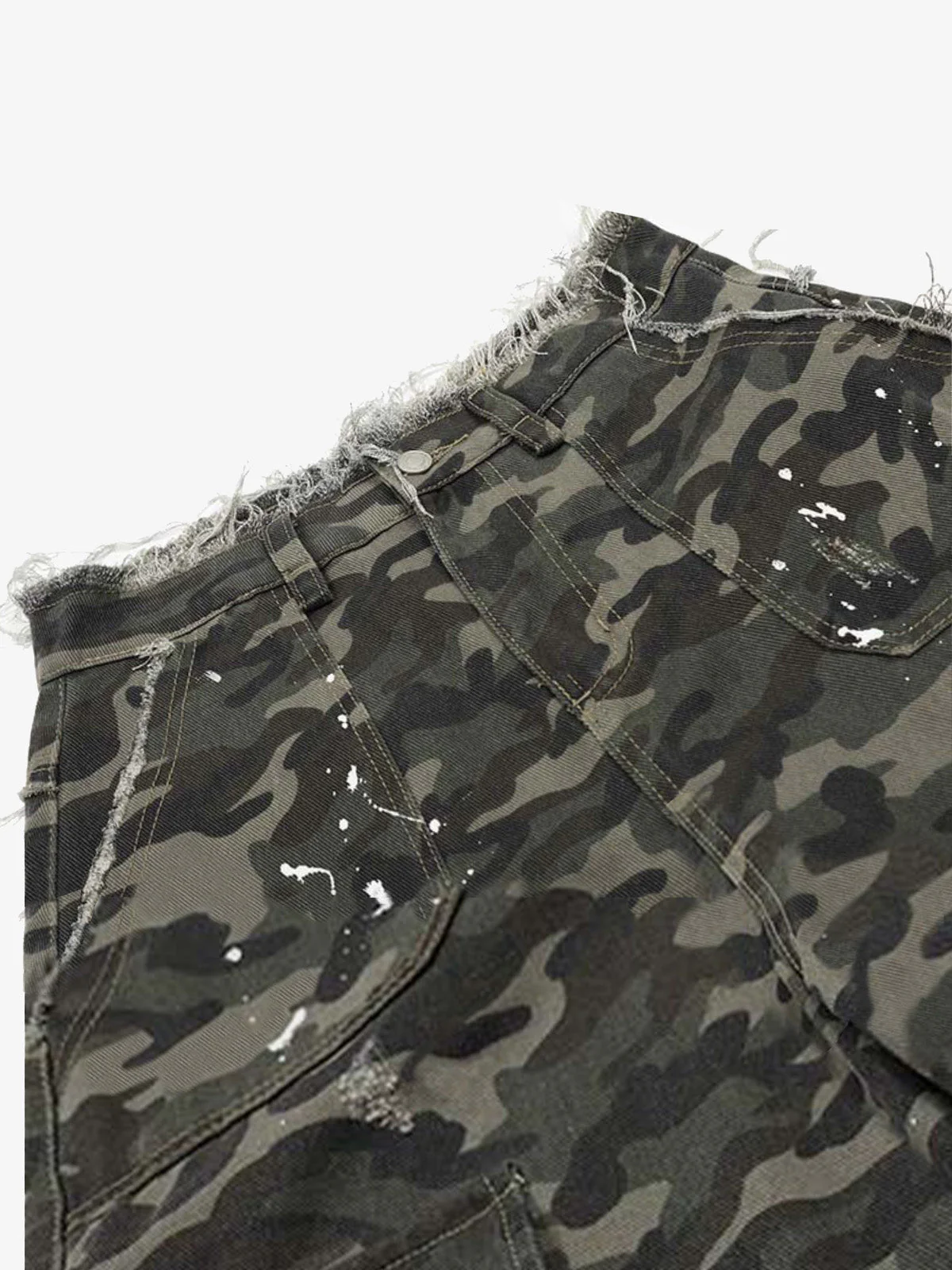 Distressed Camo Multi-Pocket Straight-Leg Jorts - Image 4
