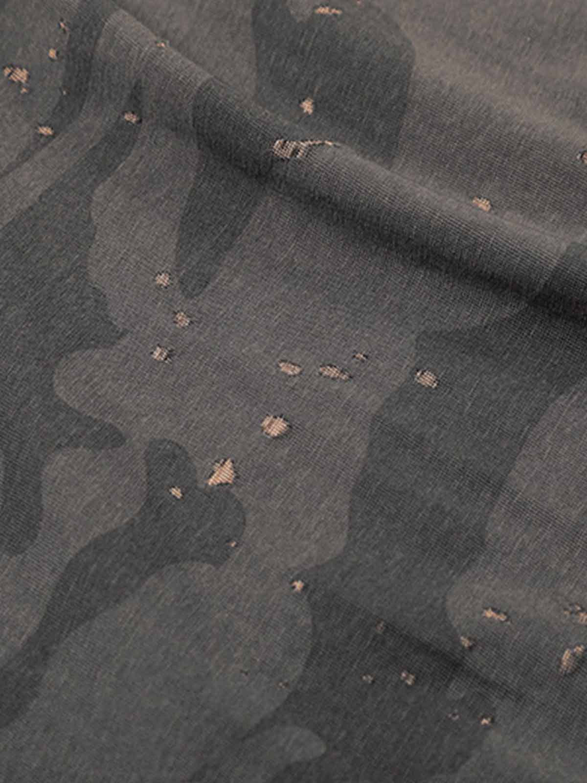Distressed Camo Paint Splatter V-Neck Henley T-Shirt - Image 6
