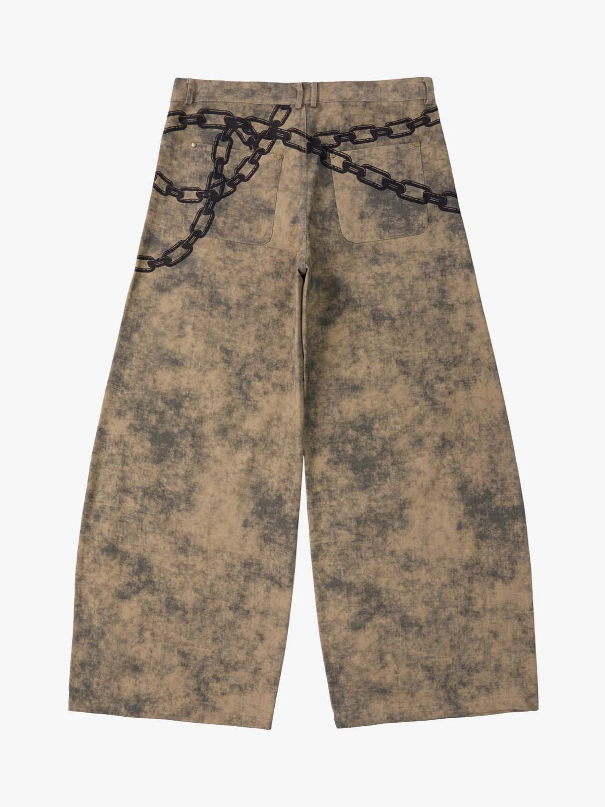 Distressed Chain And Key Print Baggy Pants - Image 18