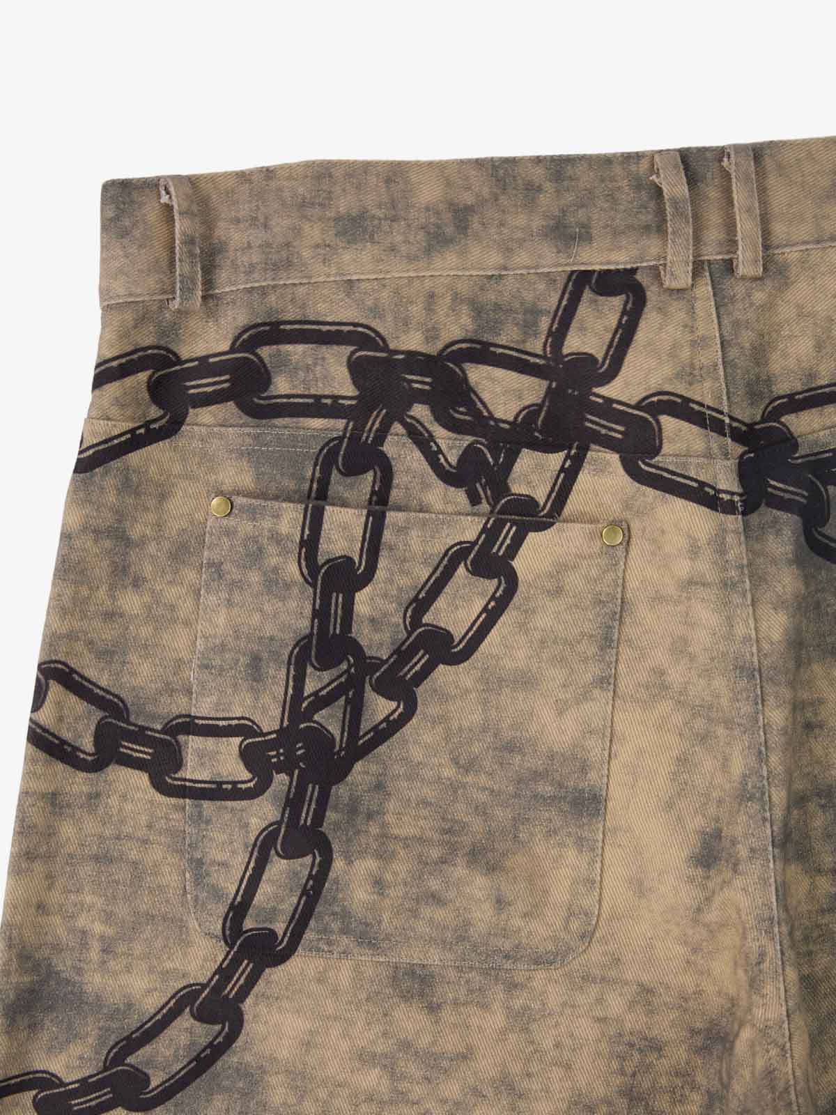 Distressed Chain And Key Print Baggy Pants - Image 20