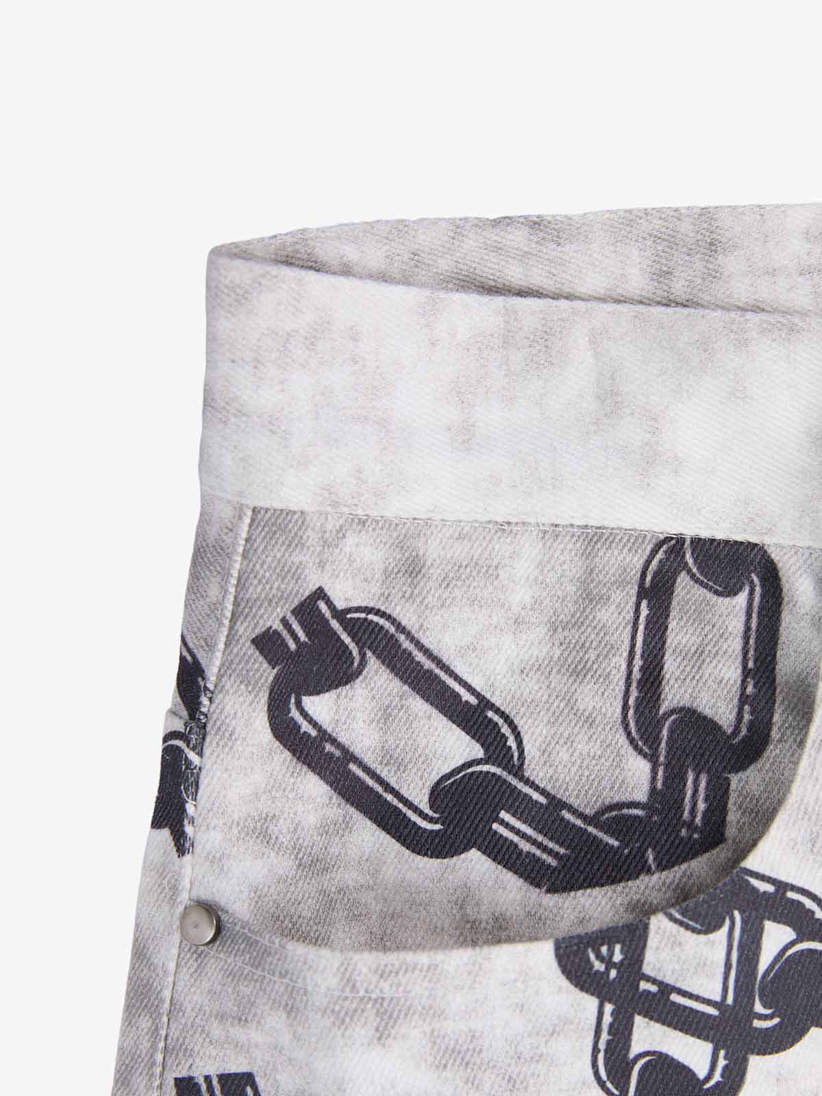 Distressed Chain And Key Print Baggy Pants - Image 24