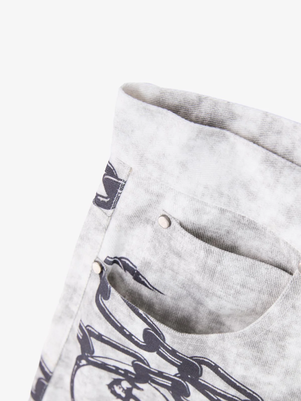 Distressed Chain And Key Print Baggy Pants - Image 25