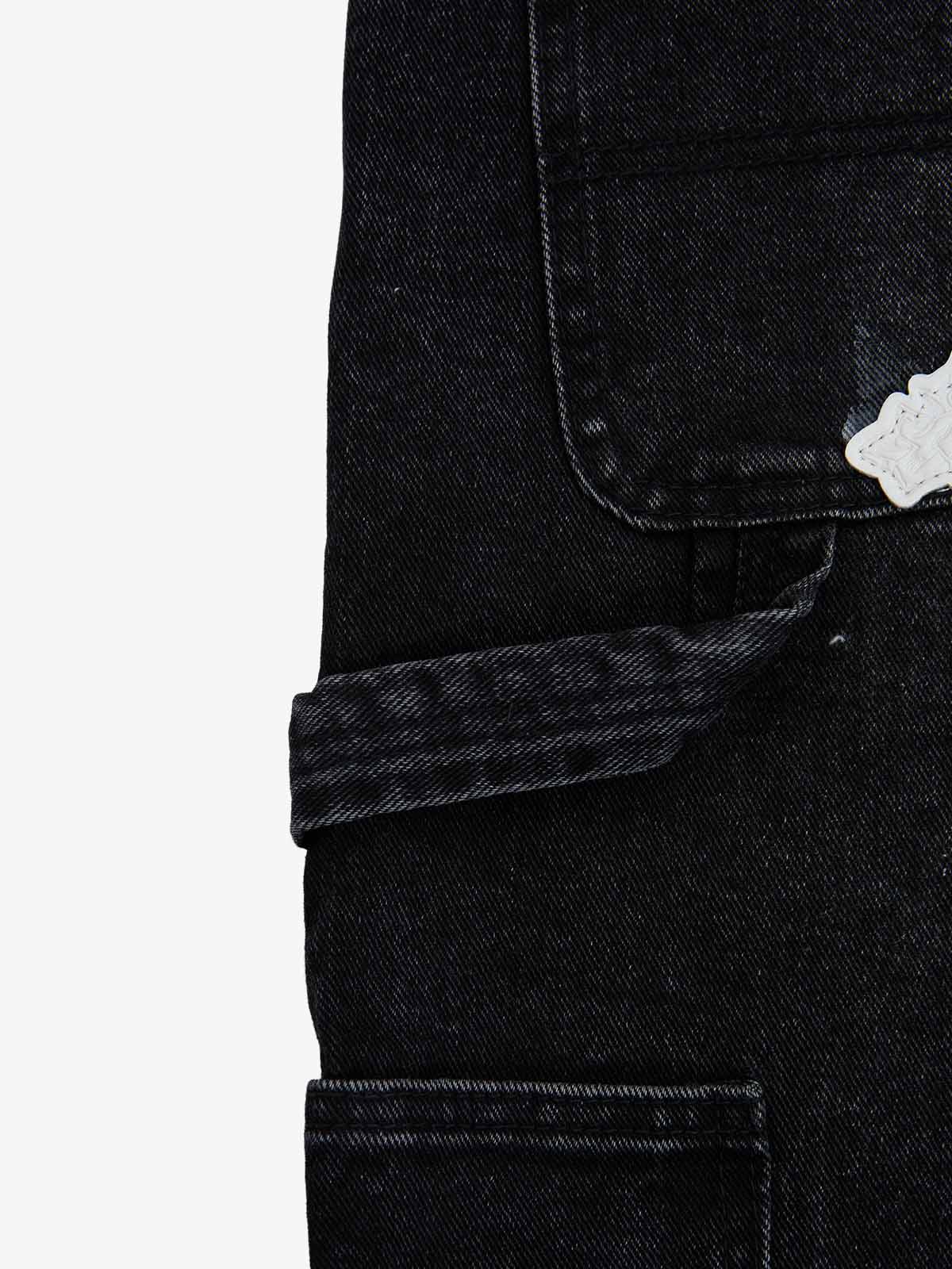 Distressed Cross Patchwork Baggy Denim Jeans - Image 8