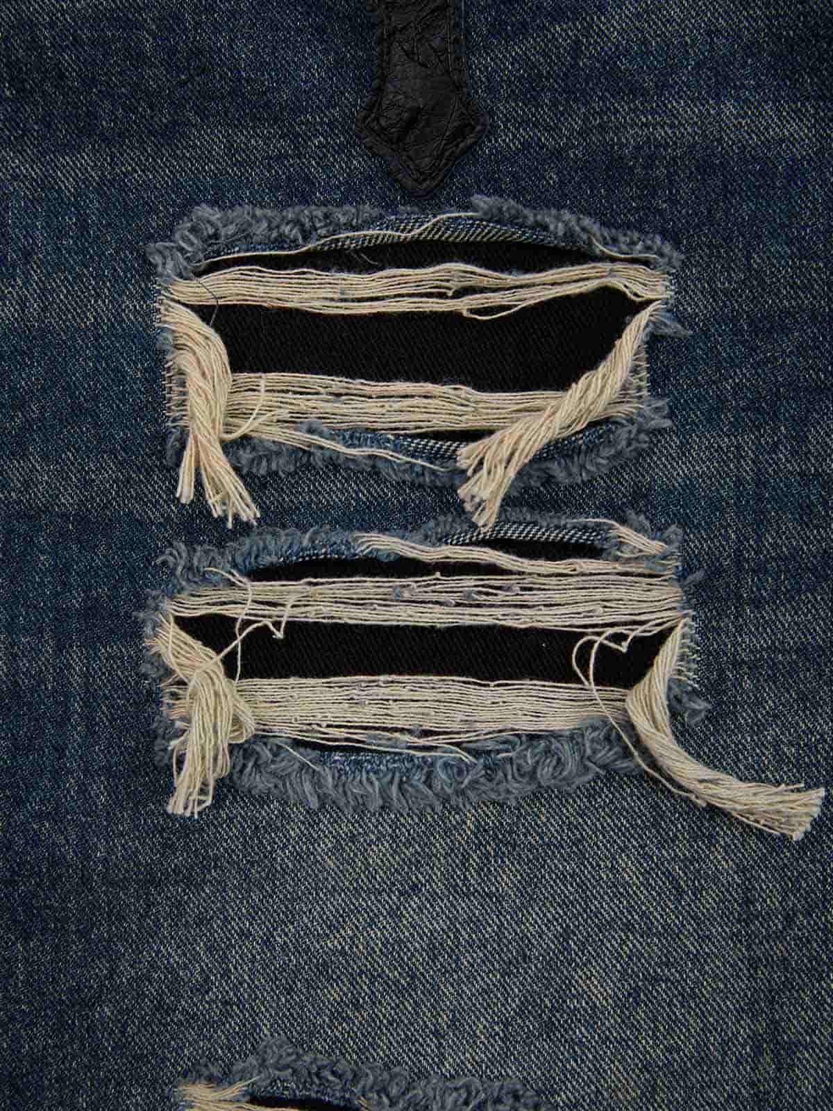 Distressed Cross Patchwork Washed Baggy Jeans - Image 4