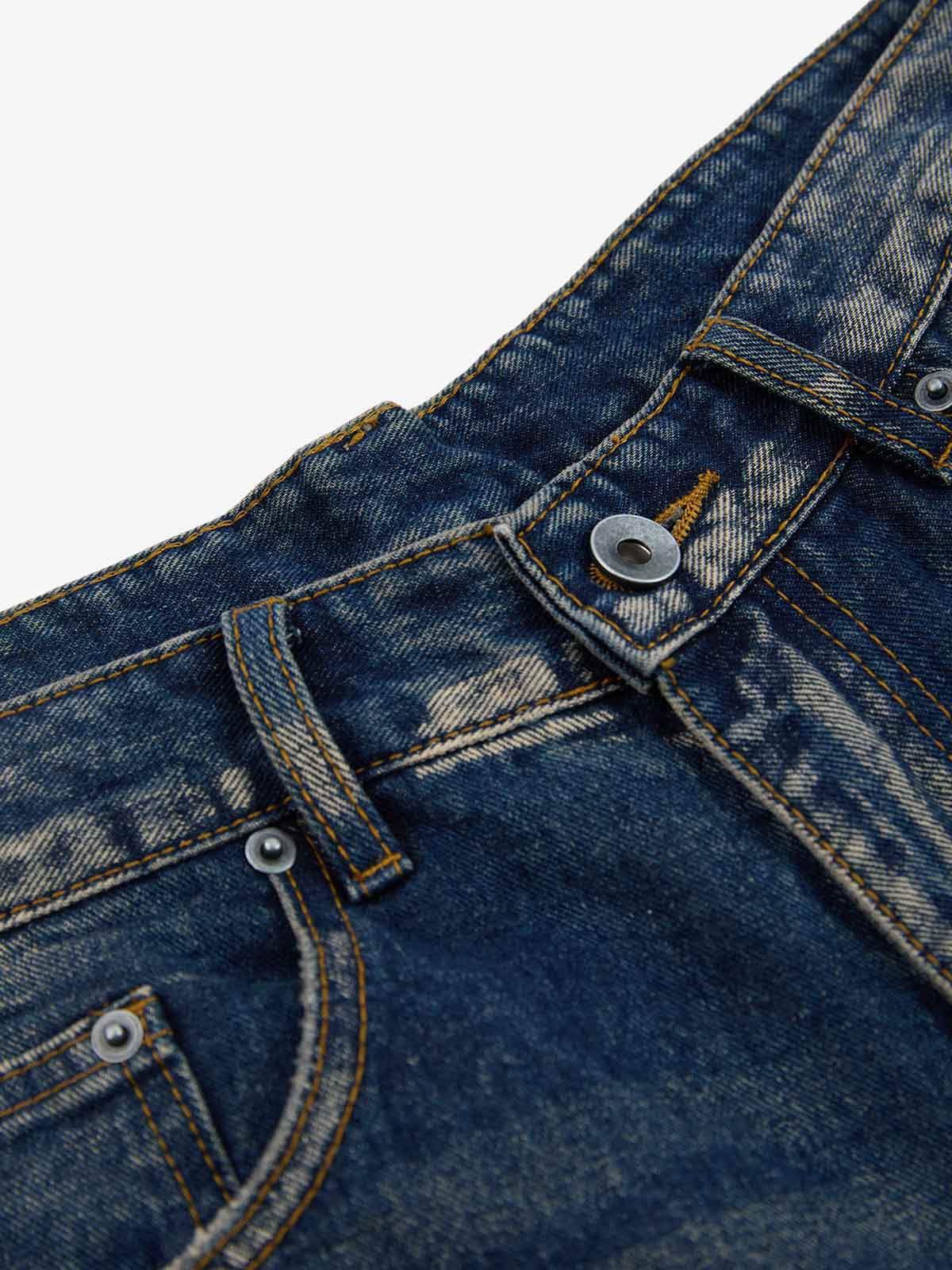Distressed Cross Patchwork Washed Baggy Jeans - Image 5