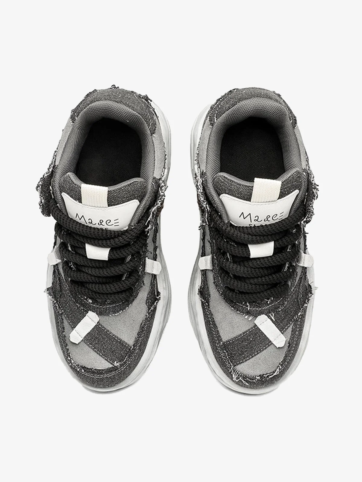 Distressed Deconstructed Split Whisker Platform Sneakers - Image 3
