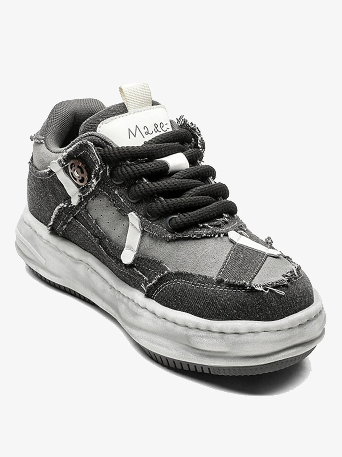 Distressed Deconstructed Split Whisker Platform Sneakers - Image 4