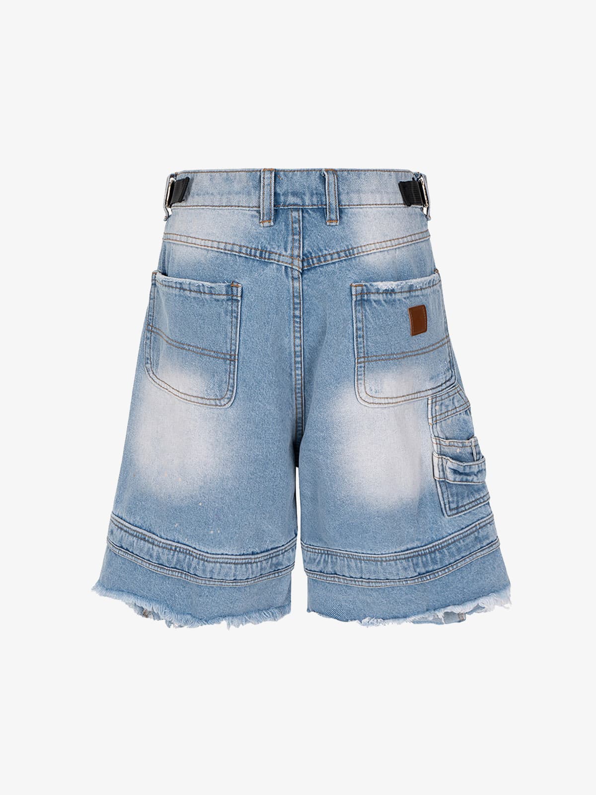 Ripped Washed Tassel Cargo Denim Shorts - Image 2