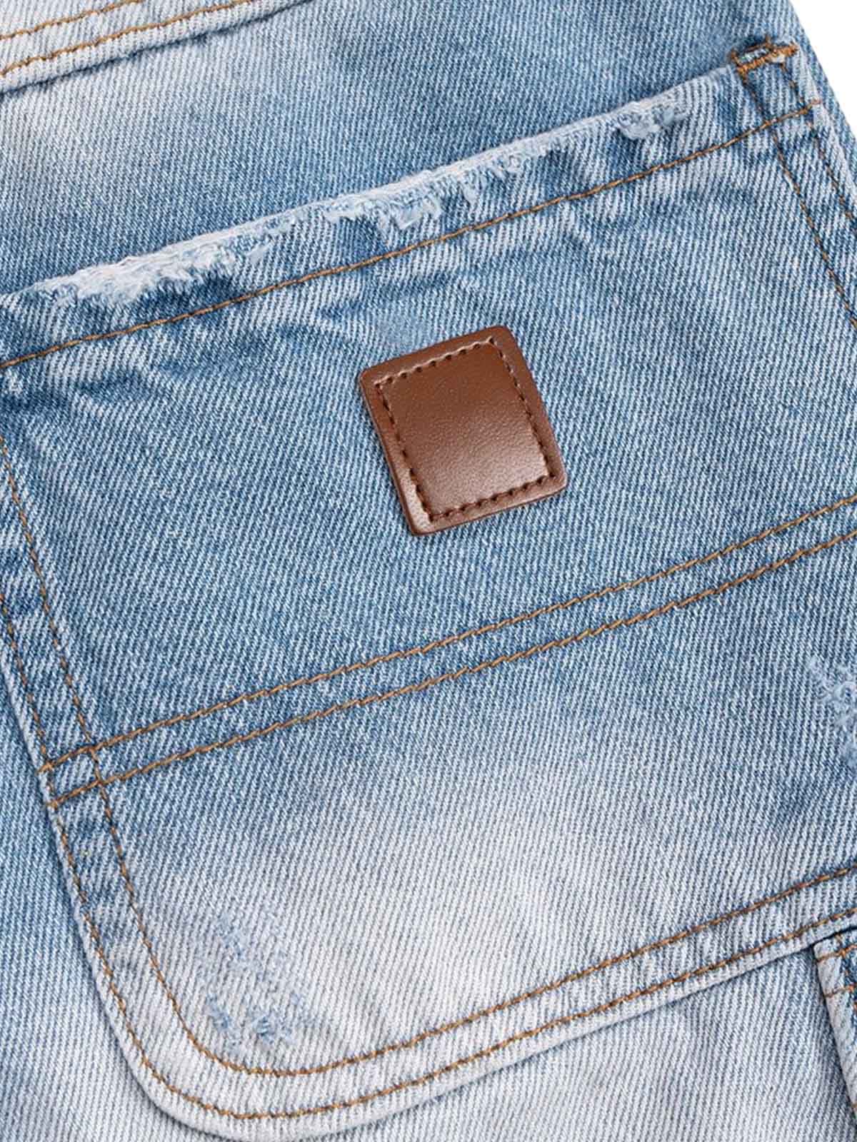 Ripped Washed Tassel Cargo Denim Shorts - Image 3