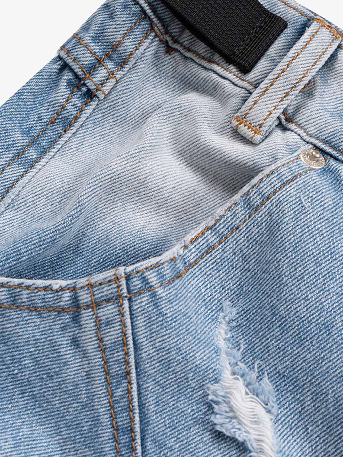 Ripped Washed Tassel Cargo Denim Shorts - Image 8