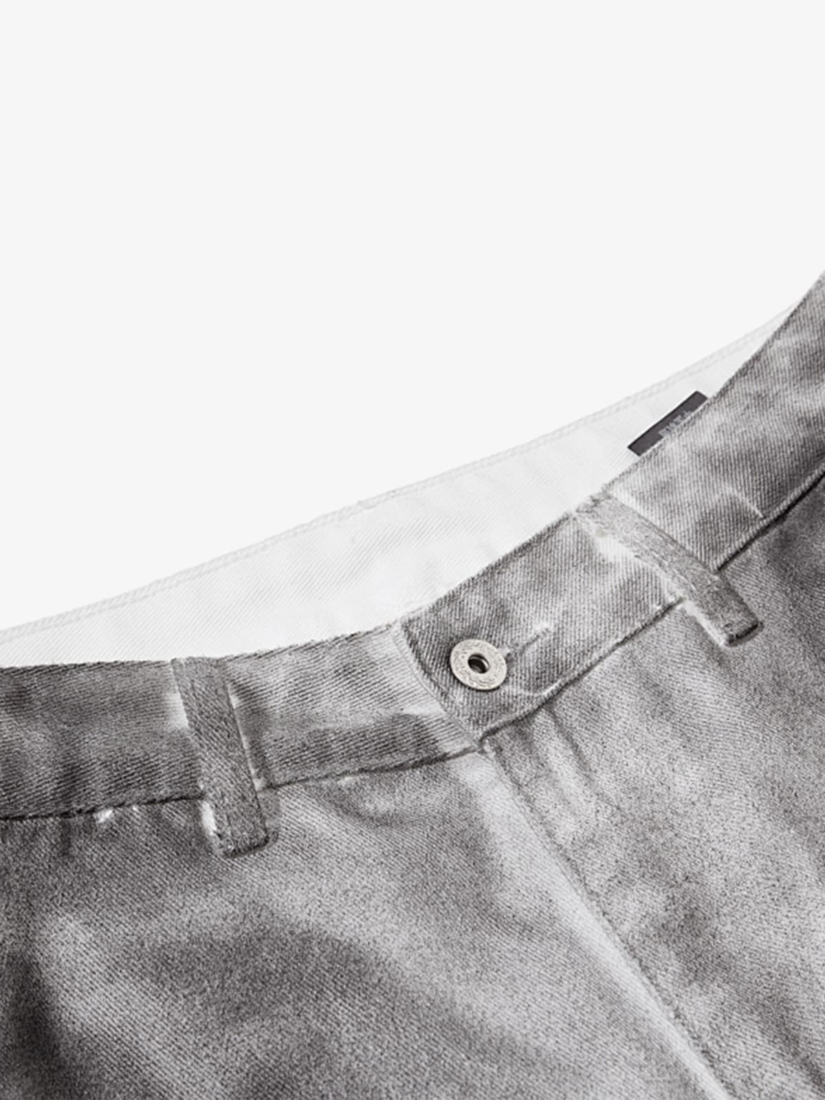Distressed Dirty Wash Text Graphic Star Trim Straight Leg Pants - Image 3
