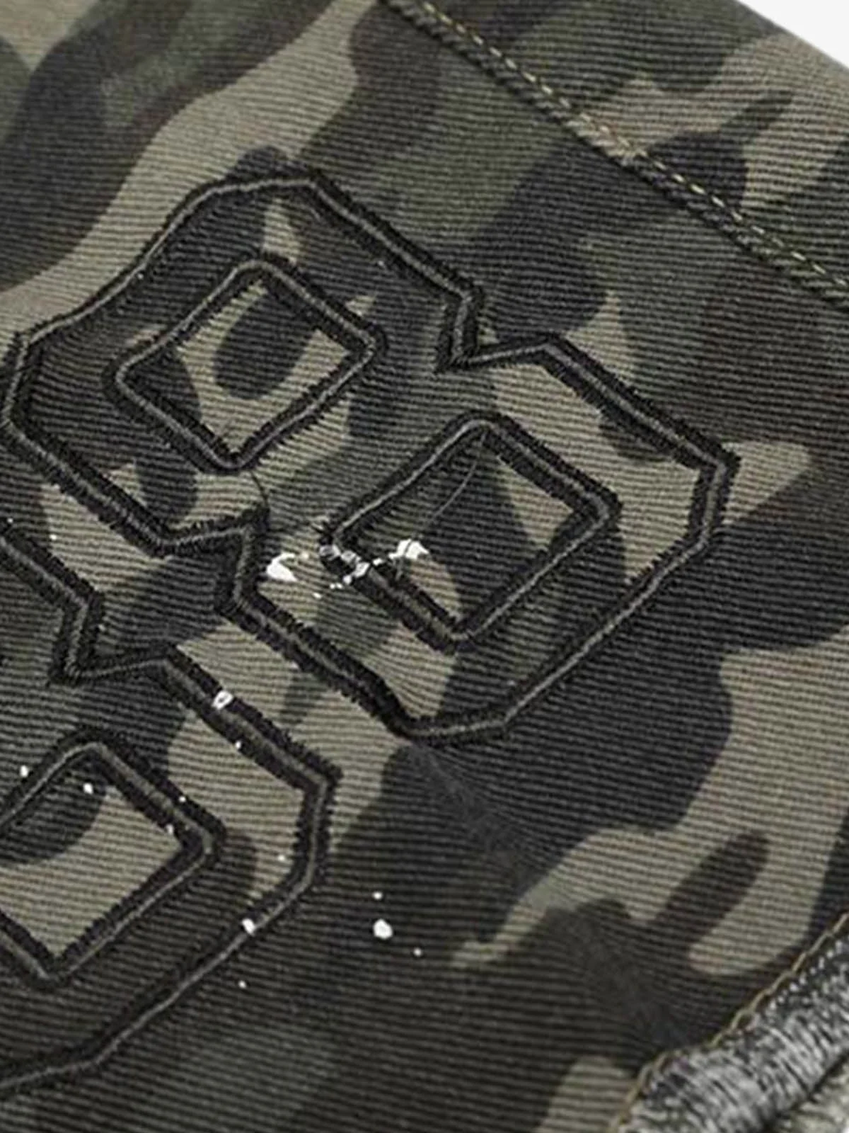 Distressed Frayed Camo Cargo Jorts - Image 7