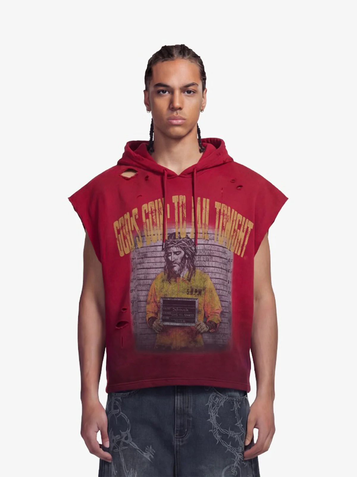 Distressed God's Imprisonment Files Graphic Dirty Hoodie