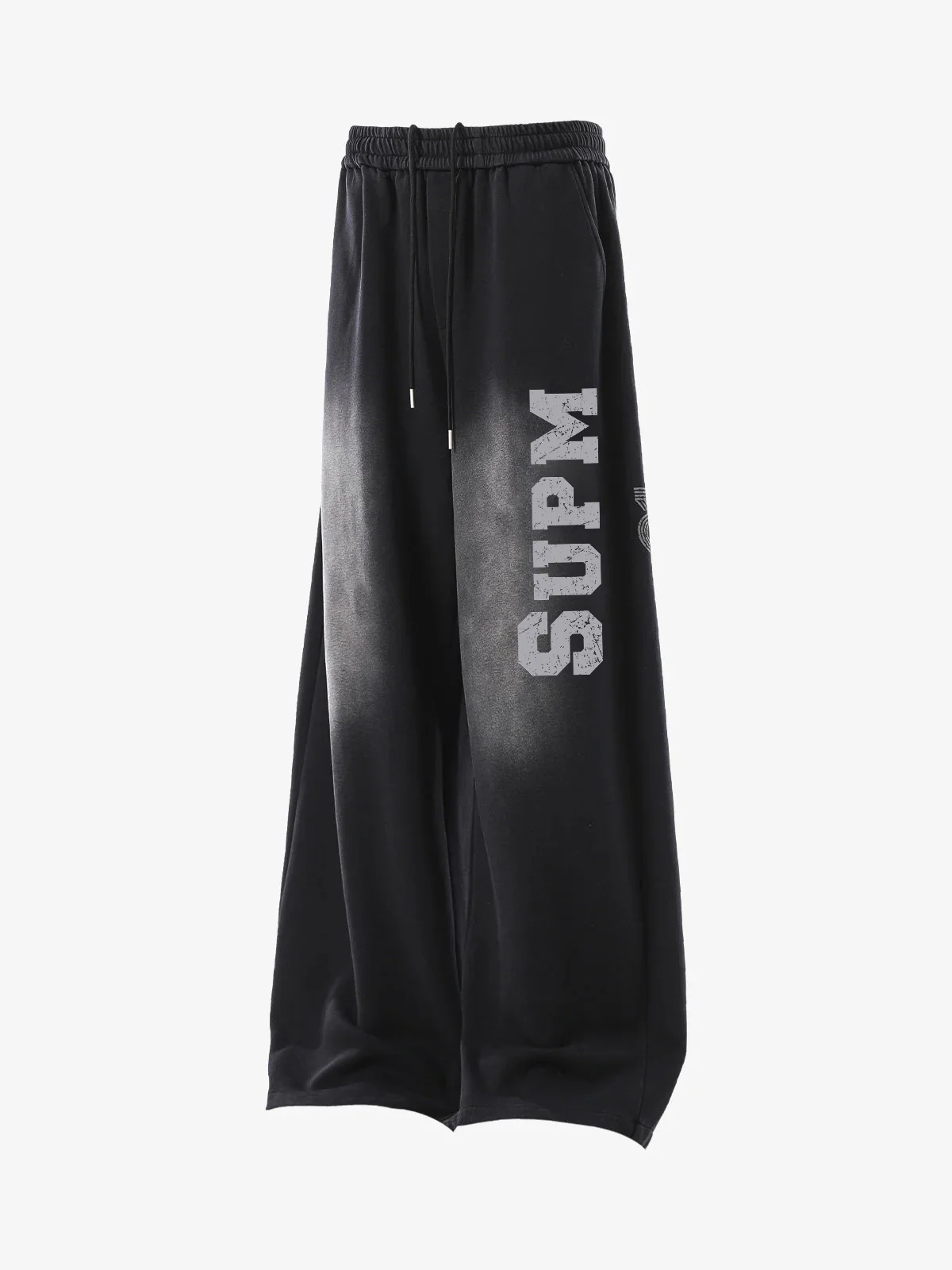 French Terry Distressed Gradient Drawstring Wide Leg Pants - Image 6