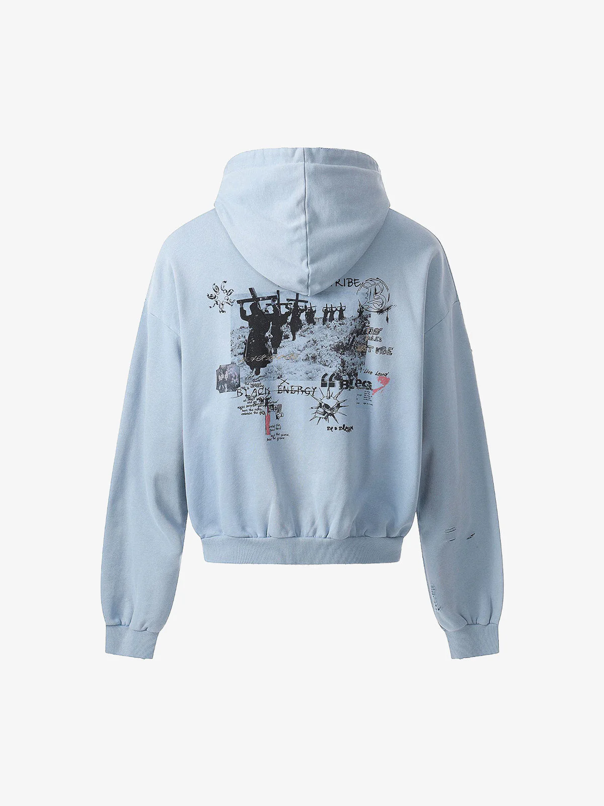 Distressed Graphic Print Zip Up Hoodie - Image 4