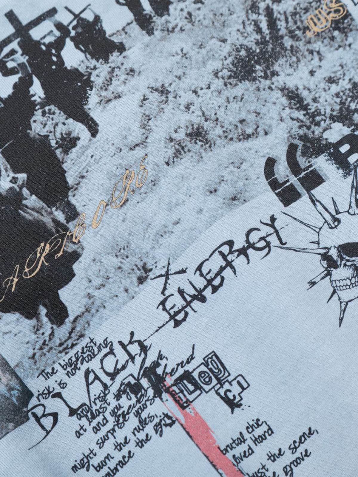 Distressed Graphic Print Zip Up Hoodie - Image 7