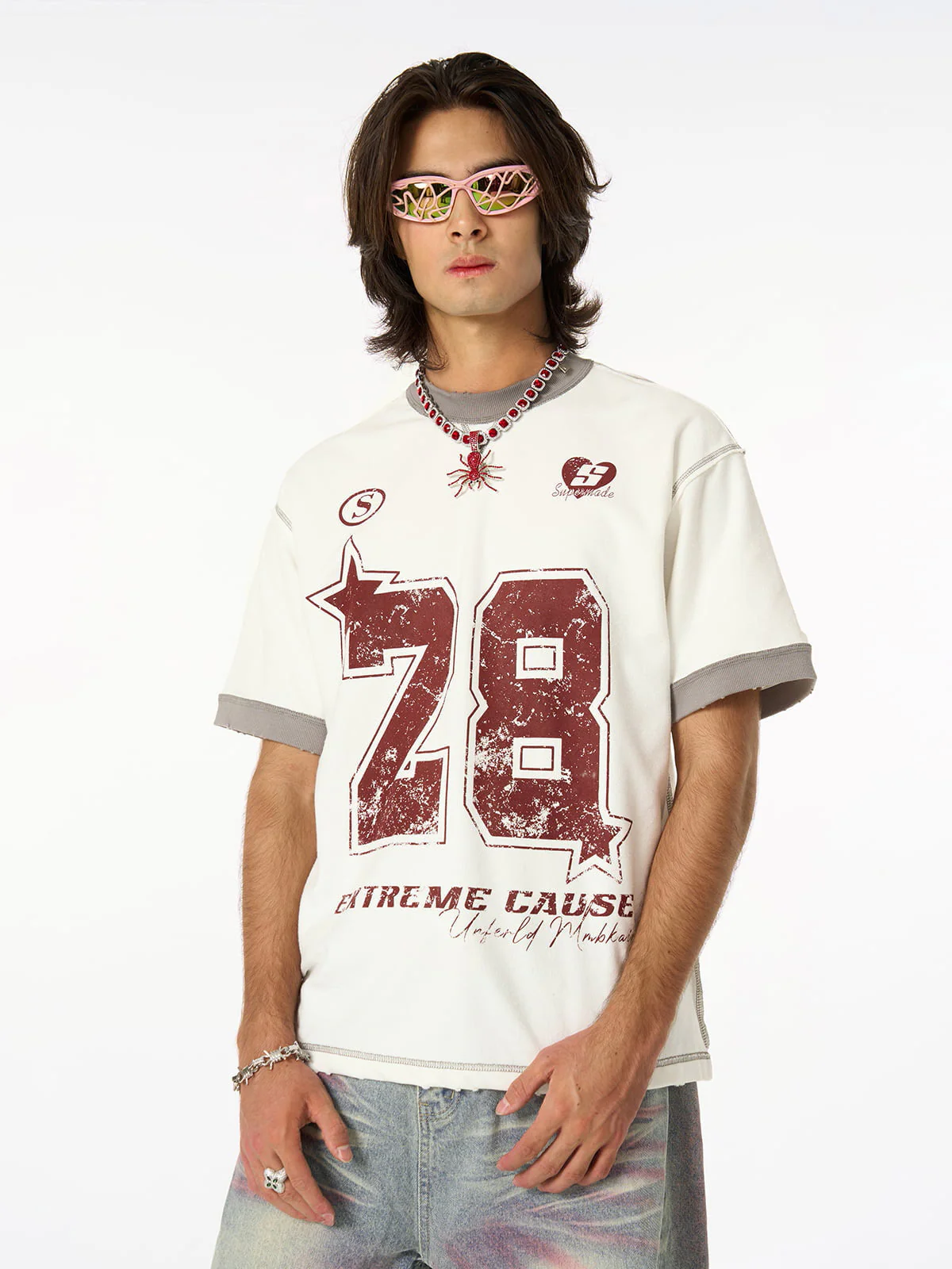 Distressed NO. 28 Jersey T-Shirt - 2442 - Image 2