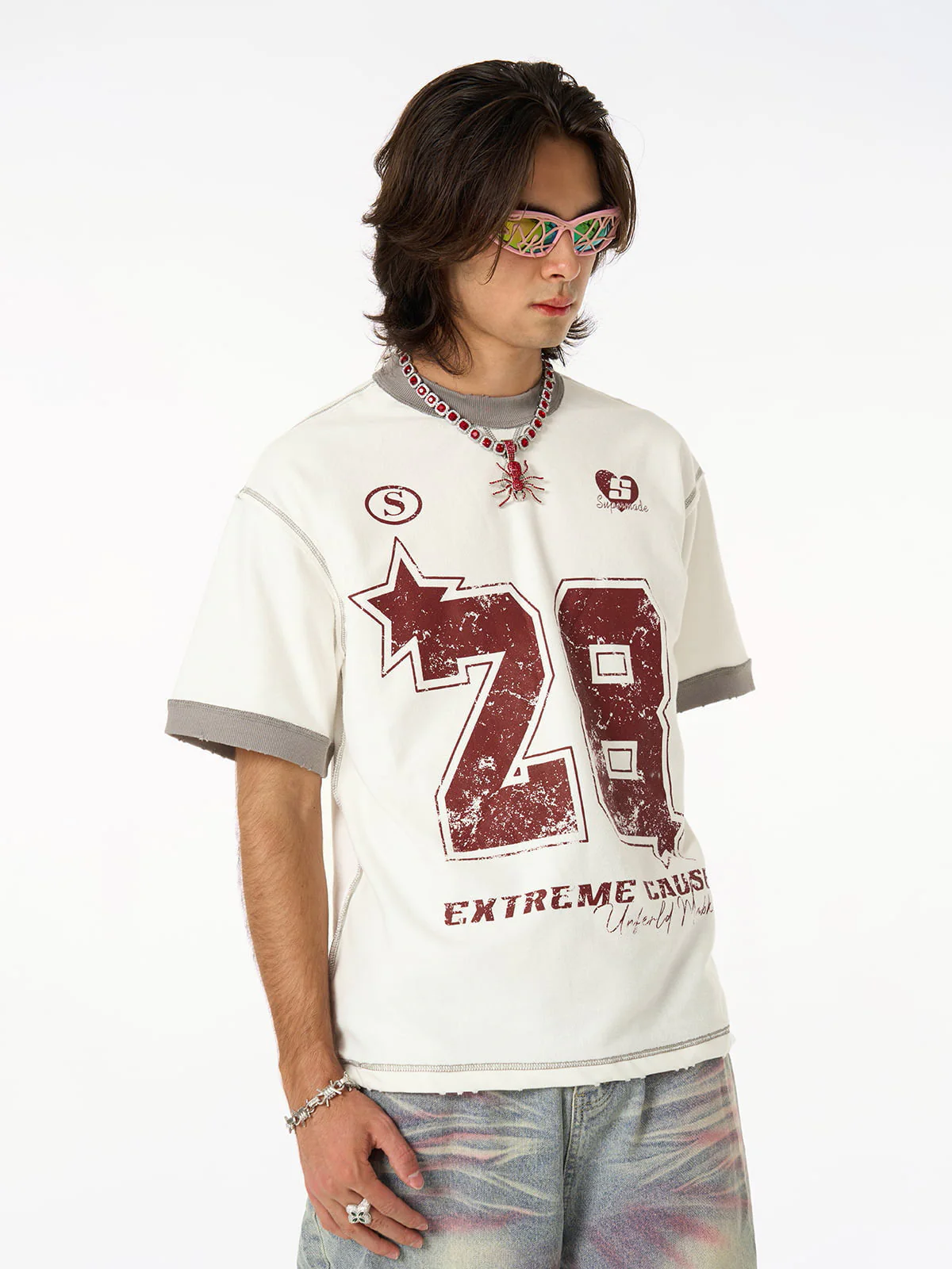 Distressed NO. 28 Jersey T-Shirt - 2442 - Image 3