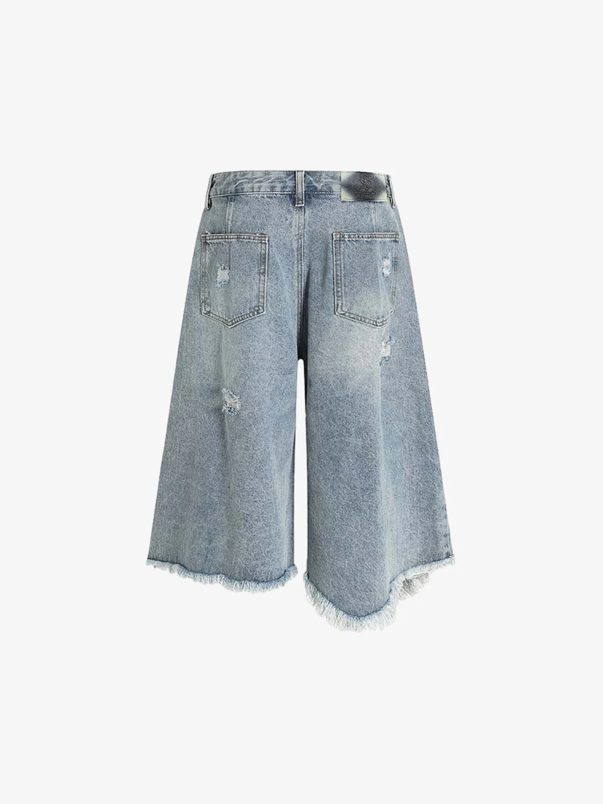 Distressed Light Wash Denim Jorts - Image 2
