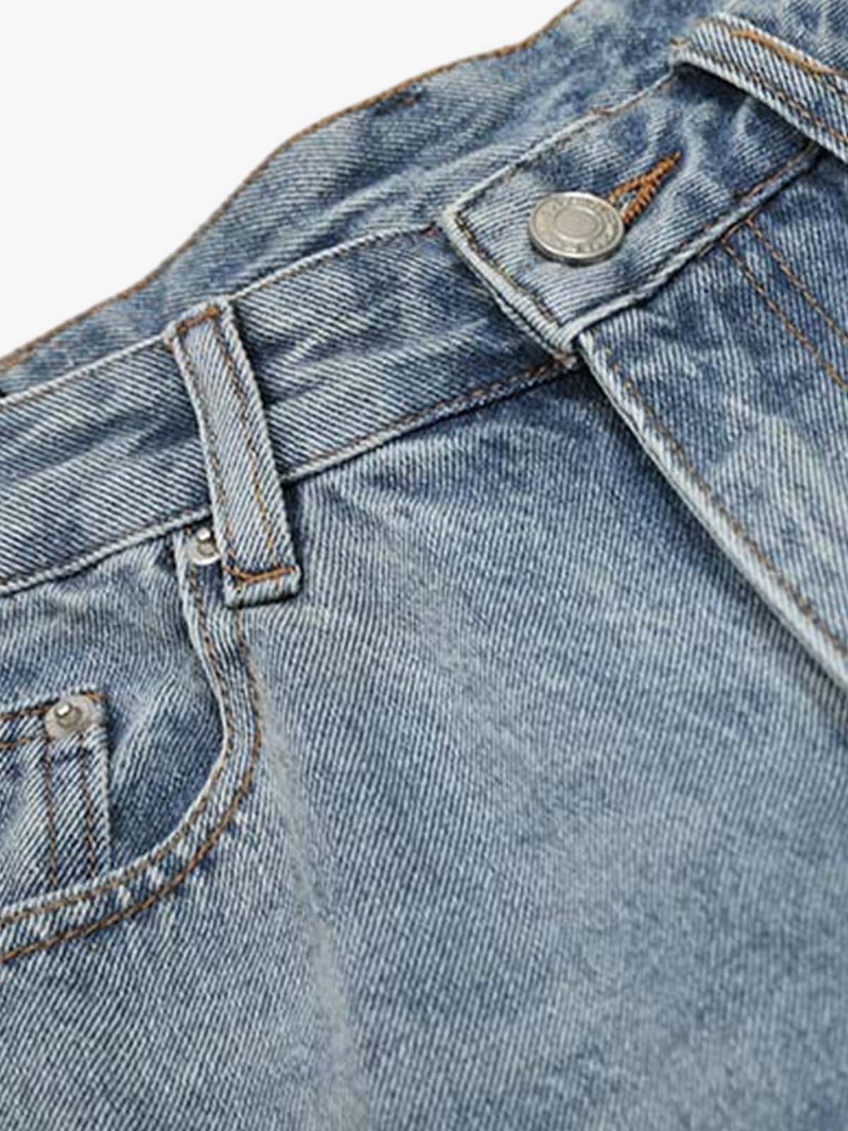 Distressed Light Wash Denim Jorts - Image 6