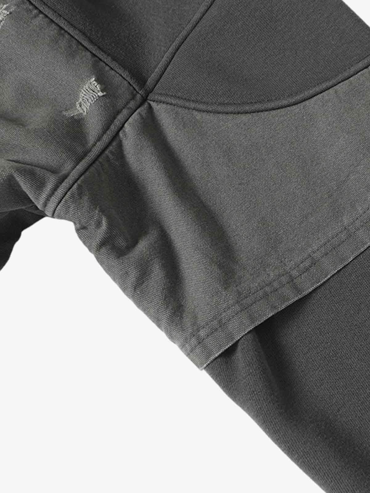 Distressed Patchwork Raw-Edge Layered-Hem Fleece Hoodie - Image 5