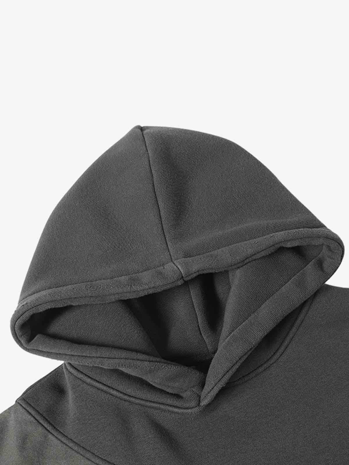 Distressed Patchwork Raw-Edge Layered-Hem Fleece Hoodie - Image 6