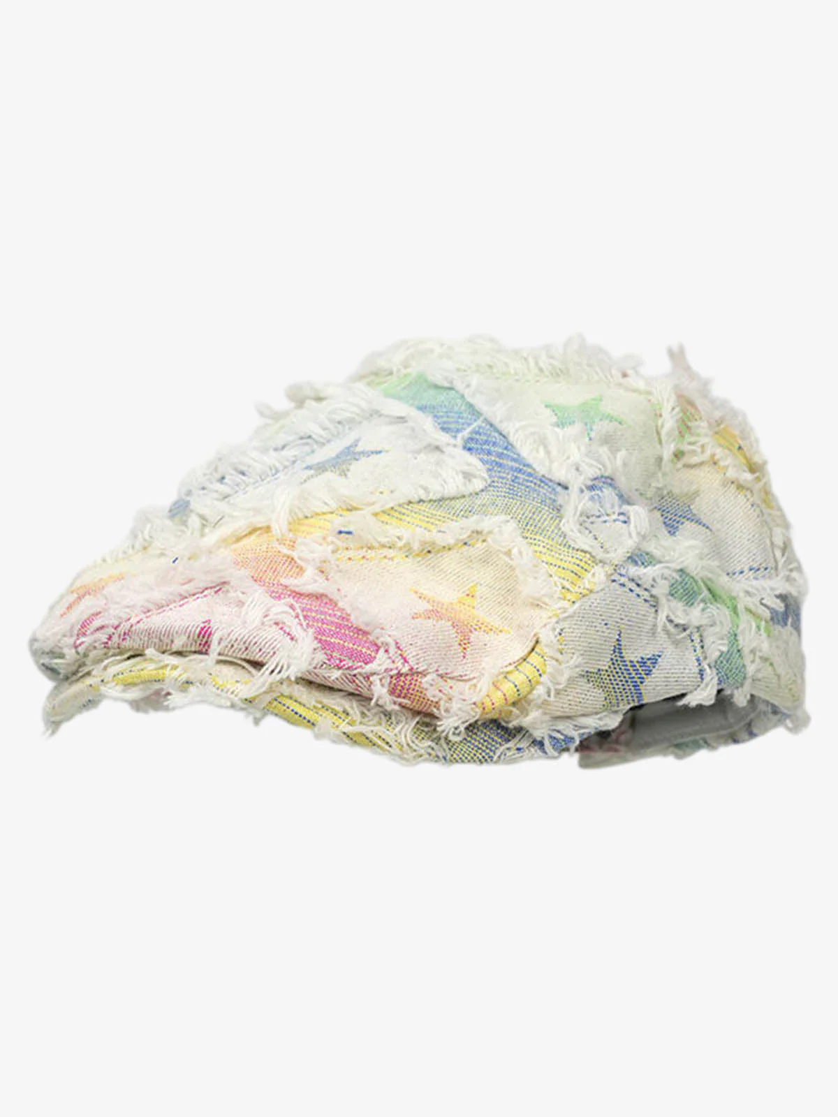 Distressed Rainbow Star Patchwork Flat Cap - Image 10