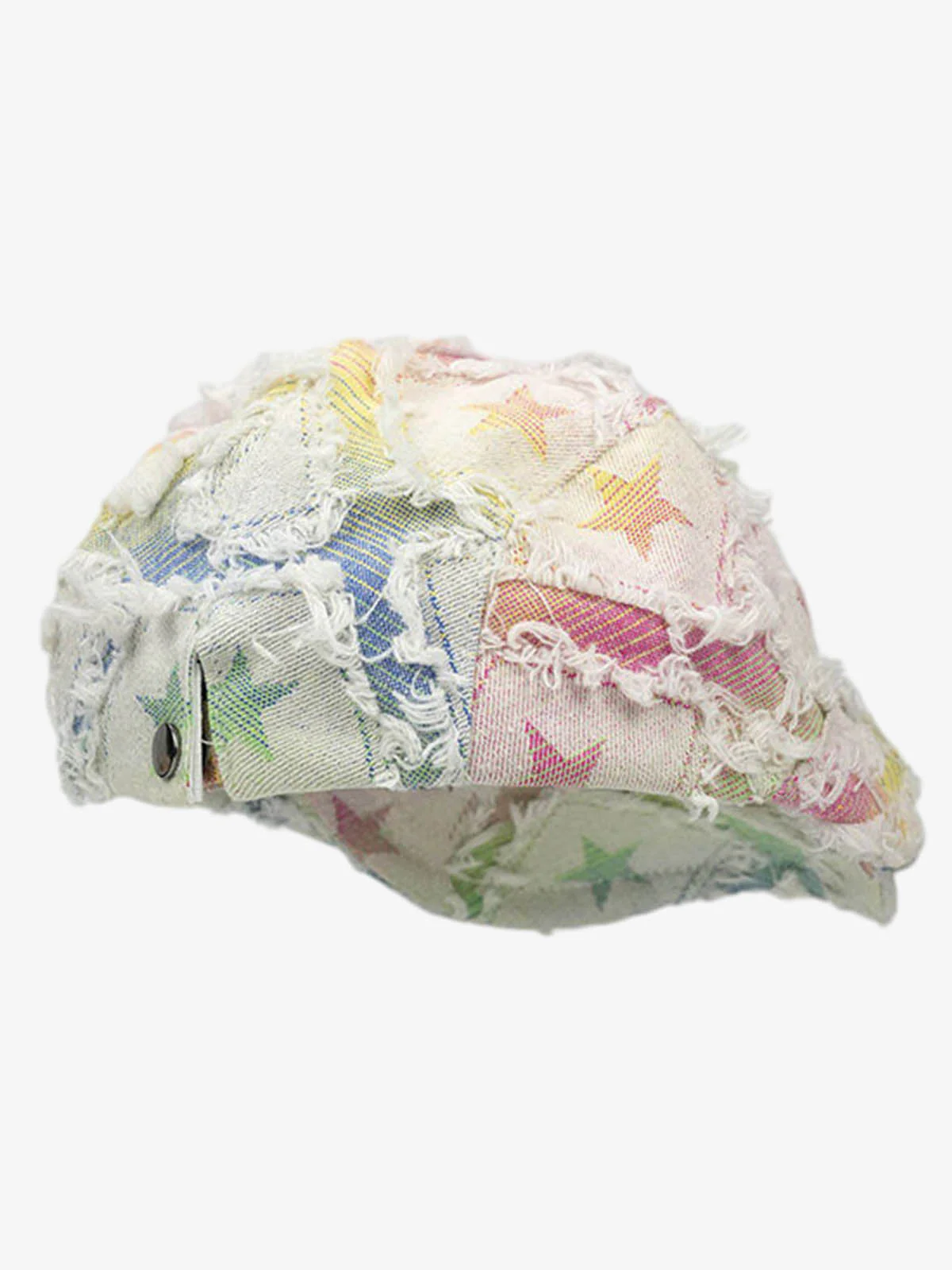 Distressed Rainbow Star Patchwork Flat Cap - Image 9