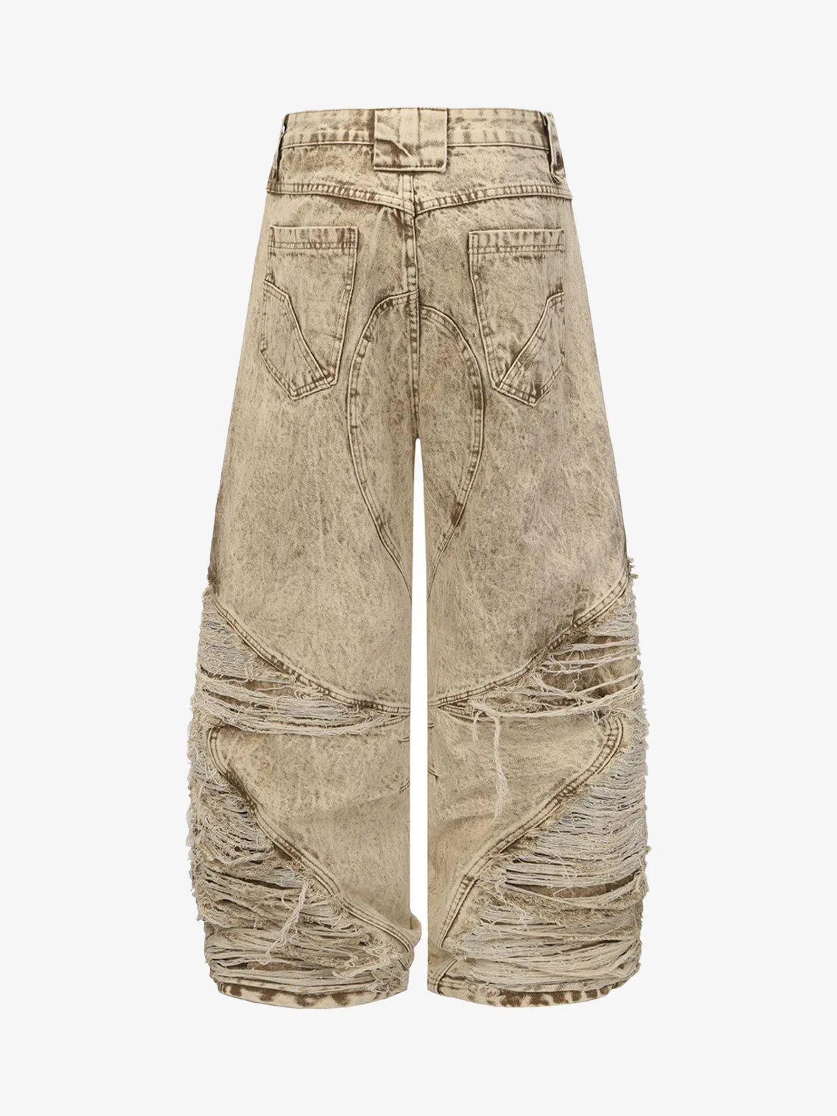 Distressed Raw-Edge Panel Sculpted Wide-Leg Jeans - Image 2