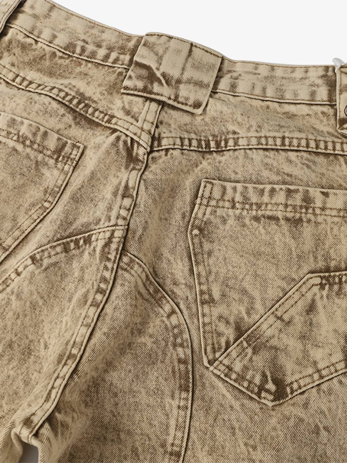 Distressed Raw-Edge Panel Sculpted Wide-Leg Jeans - Image 3