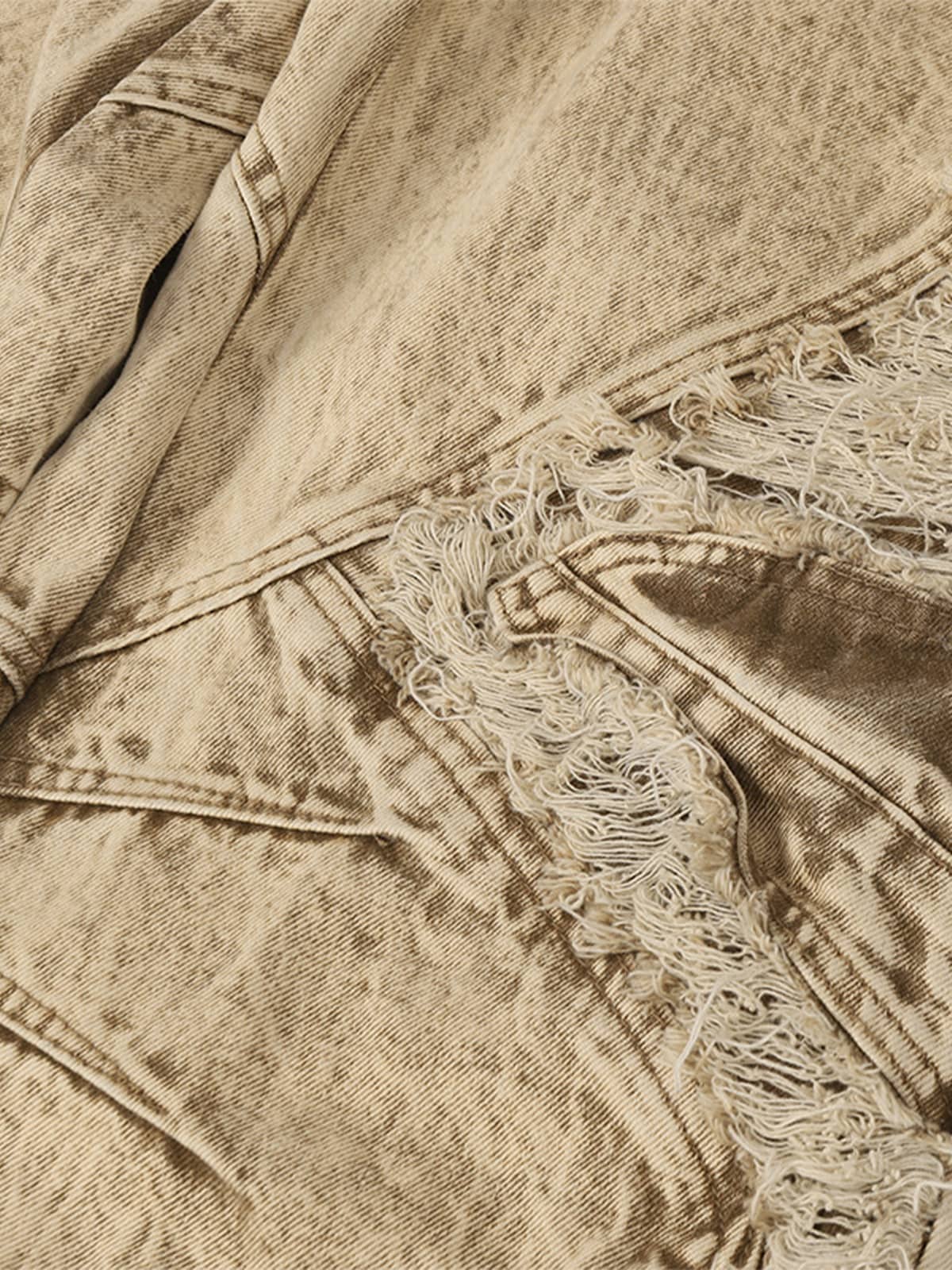 Distressed Raw-Edge Panel Sculpted Wide-Leg Jeans - Image 5