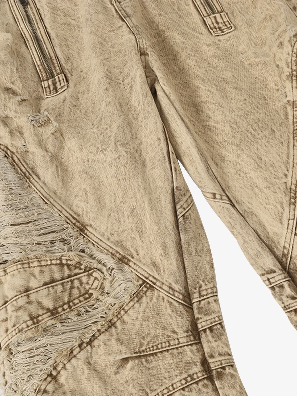 Distressed Raw-Edge Panel Sculpted Wide-Leg Jeans - Image 8