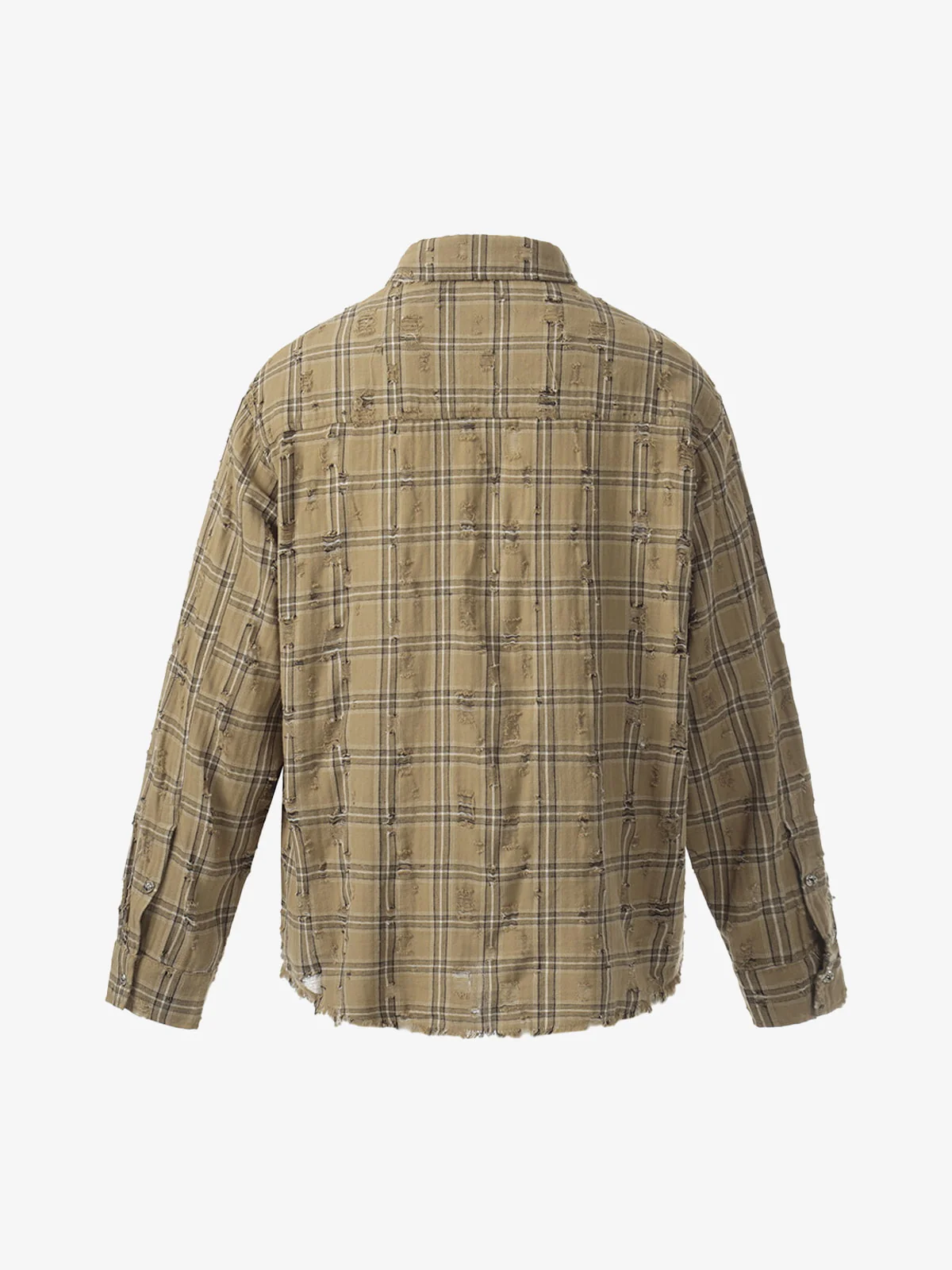 Distressed Raw Edge Plaid Shirt - Image 3