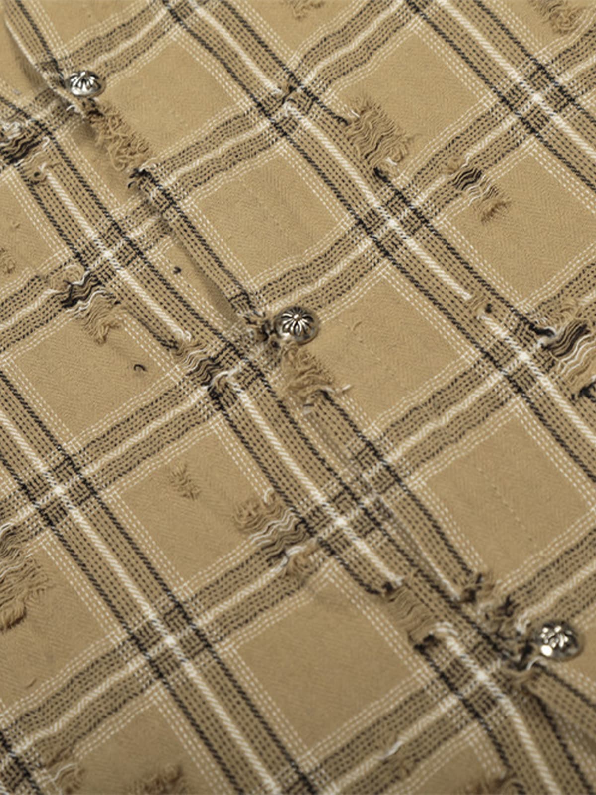 Distressed Raw Edge Plaid Shirt - Image 6