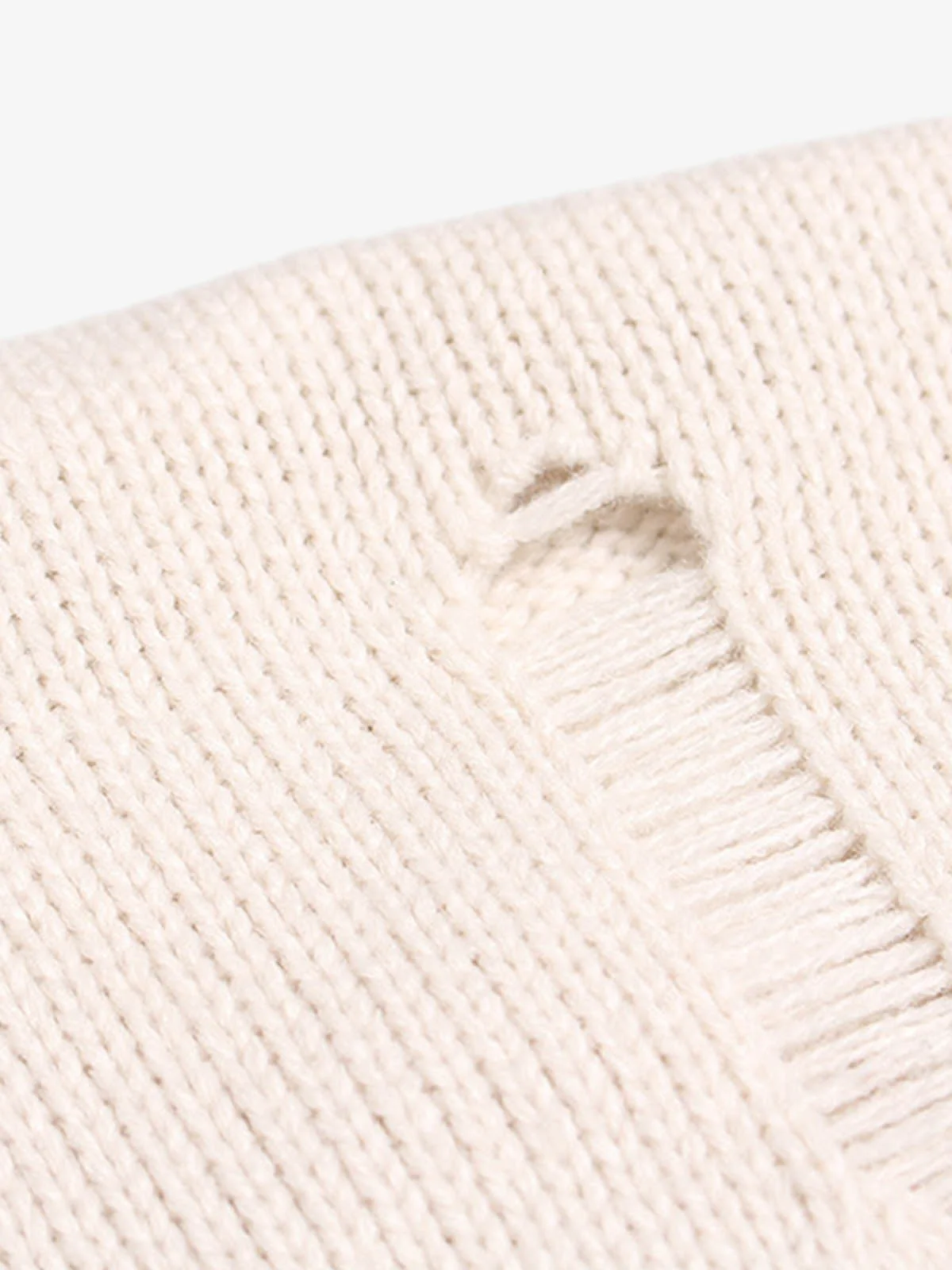 Distressed Ripped-Edge Turtleneck Diamond Star Zipper Knitted Sweater - Image 13