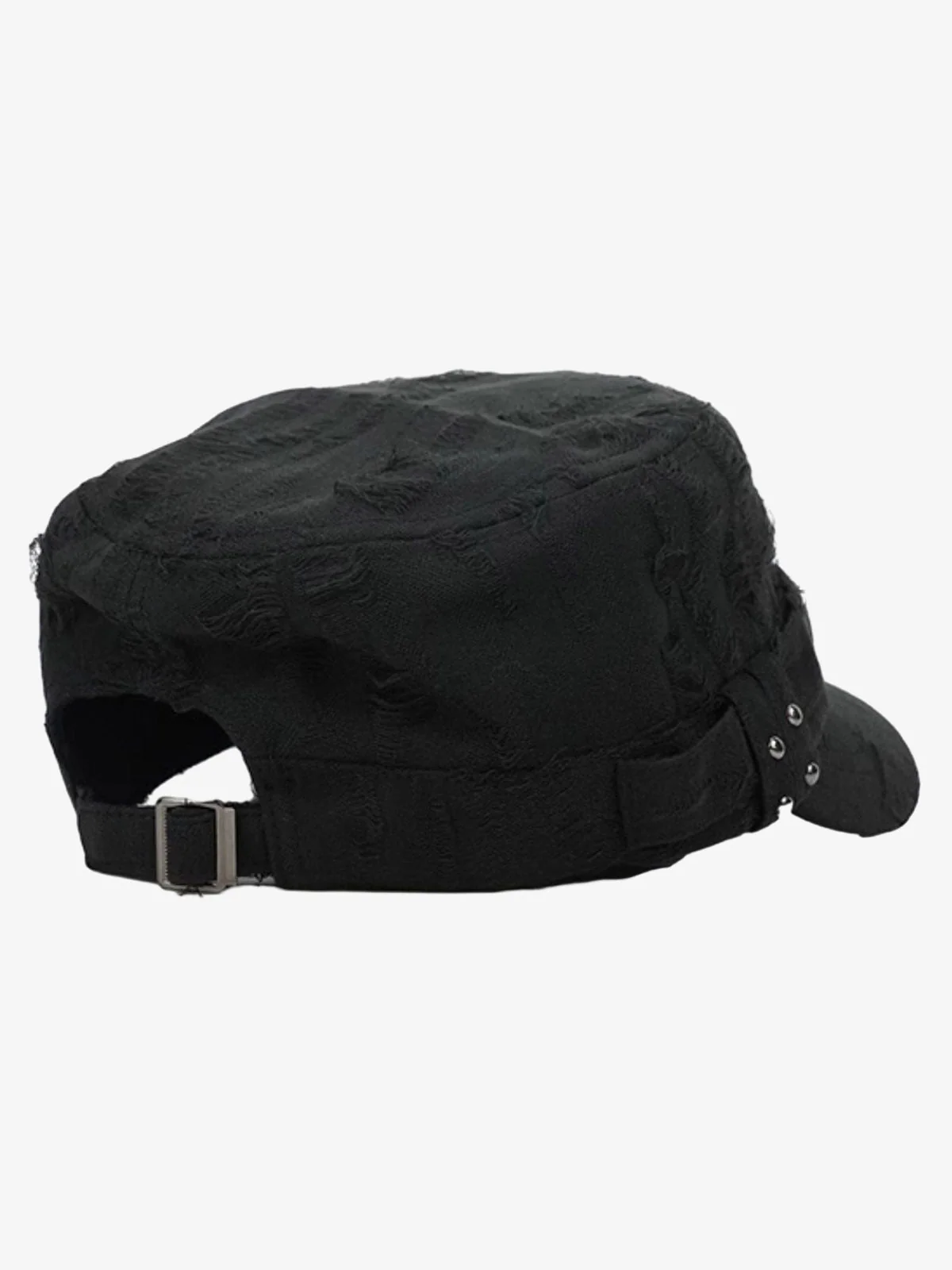 Distressed Stud Detail Cotton Flat Top Cap - Image 10