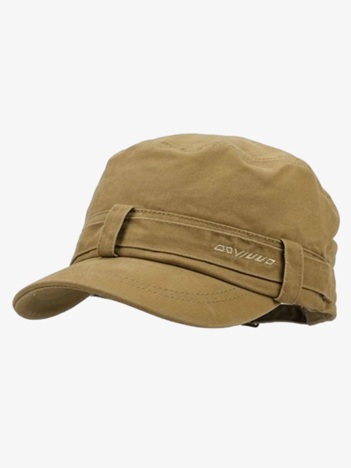 Distressed Stud Detail Cotton Flat Top Cap - Image 4