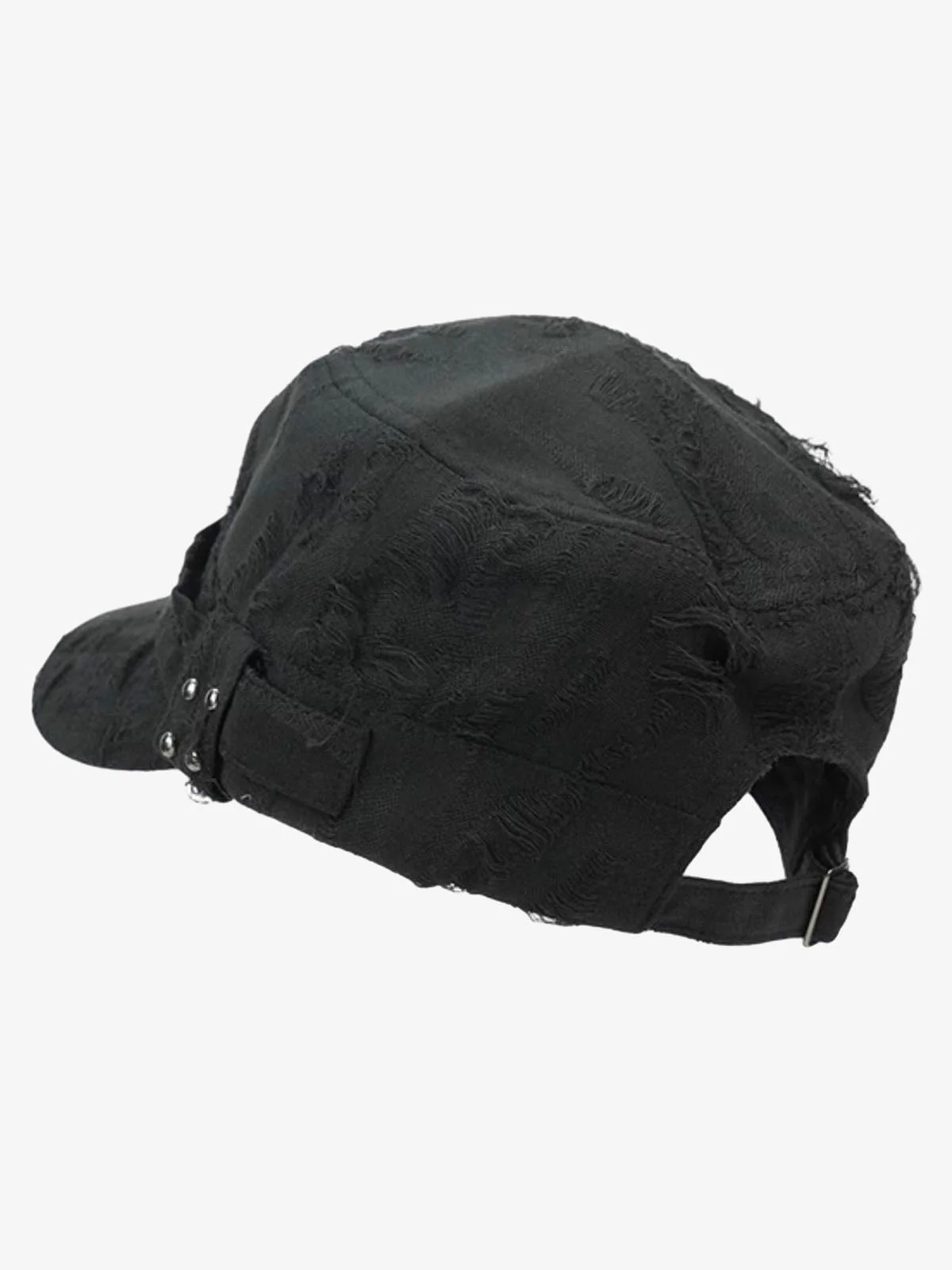 Distressed Stud Detail Cotton Flat Top Cap - Image 9