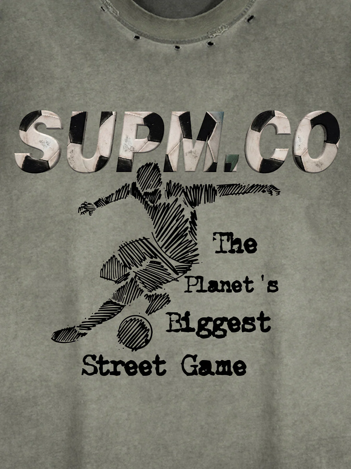 Distressed "SUPM.CO" Soccer Graphic Sleeveless T-Shirt - Image 4