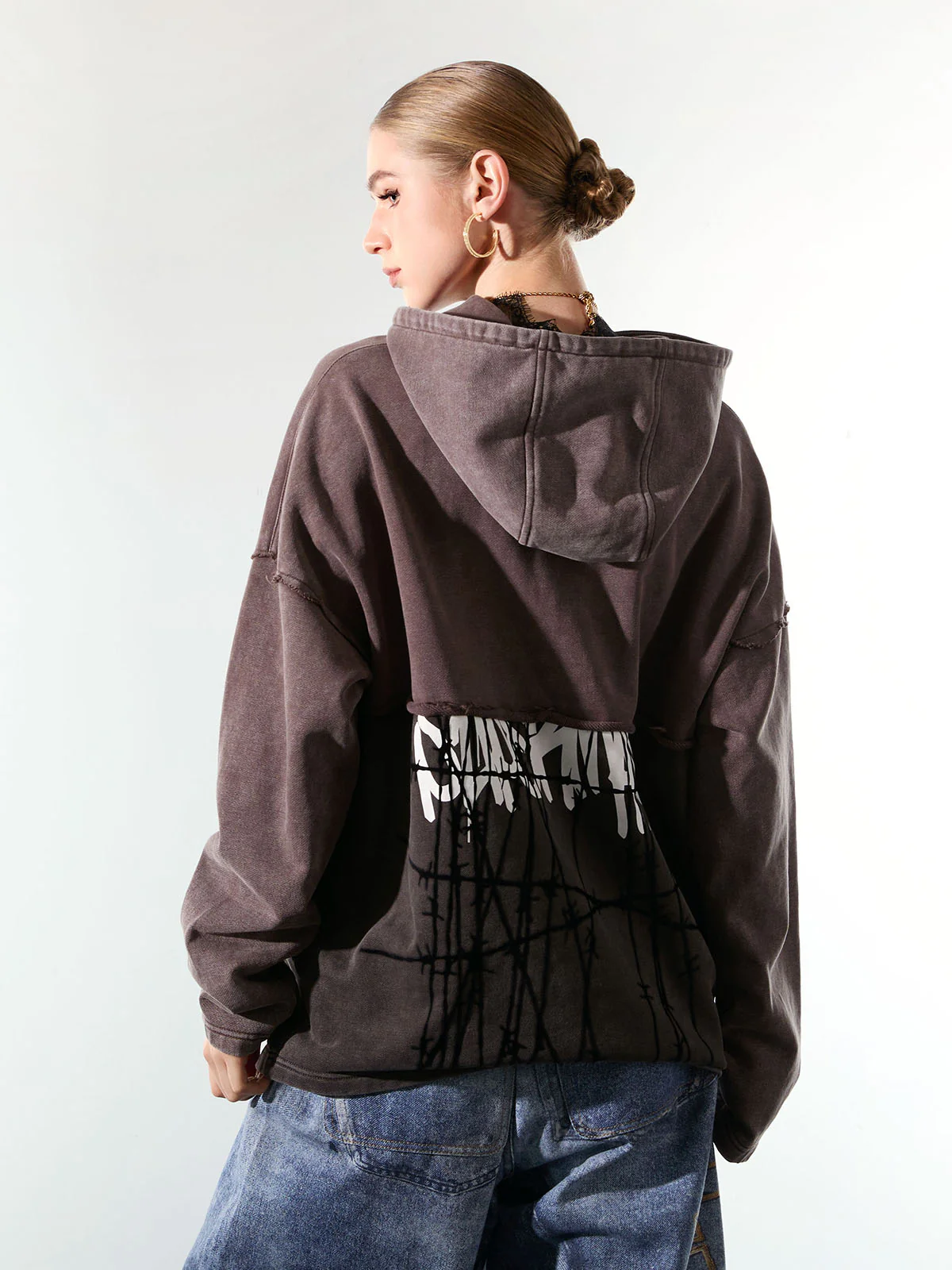 Distressed Thorn Destruction Painting Hooded Sweatshirt - Image 5