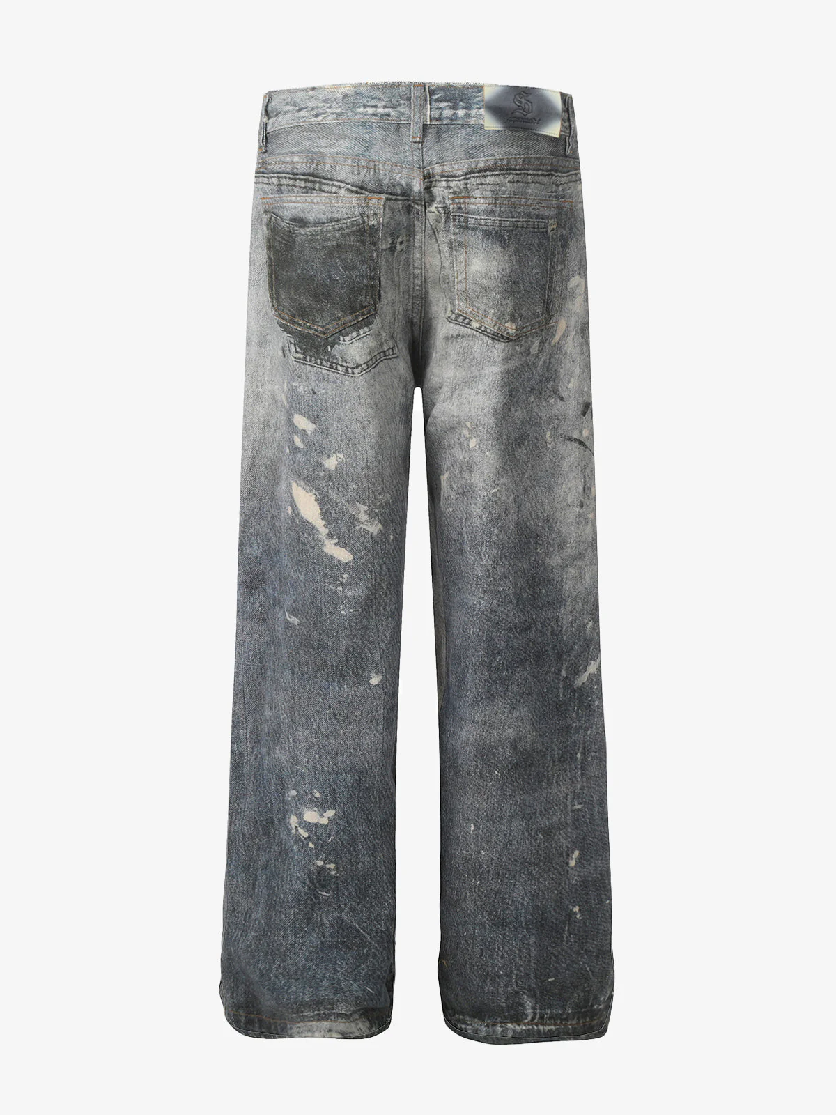 Distressed Washed Dirty Spray Straight Leg Jeans - Image 2
