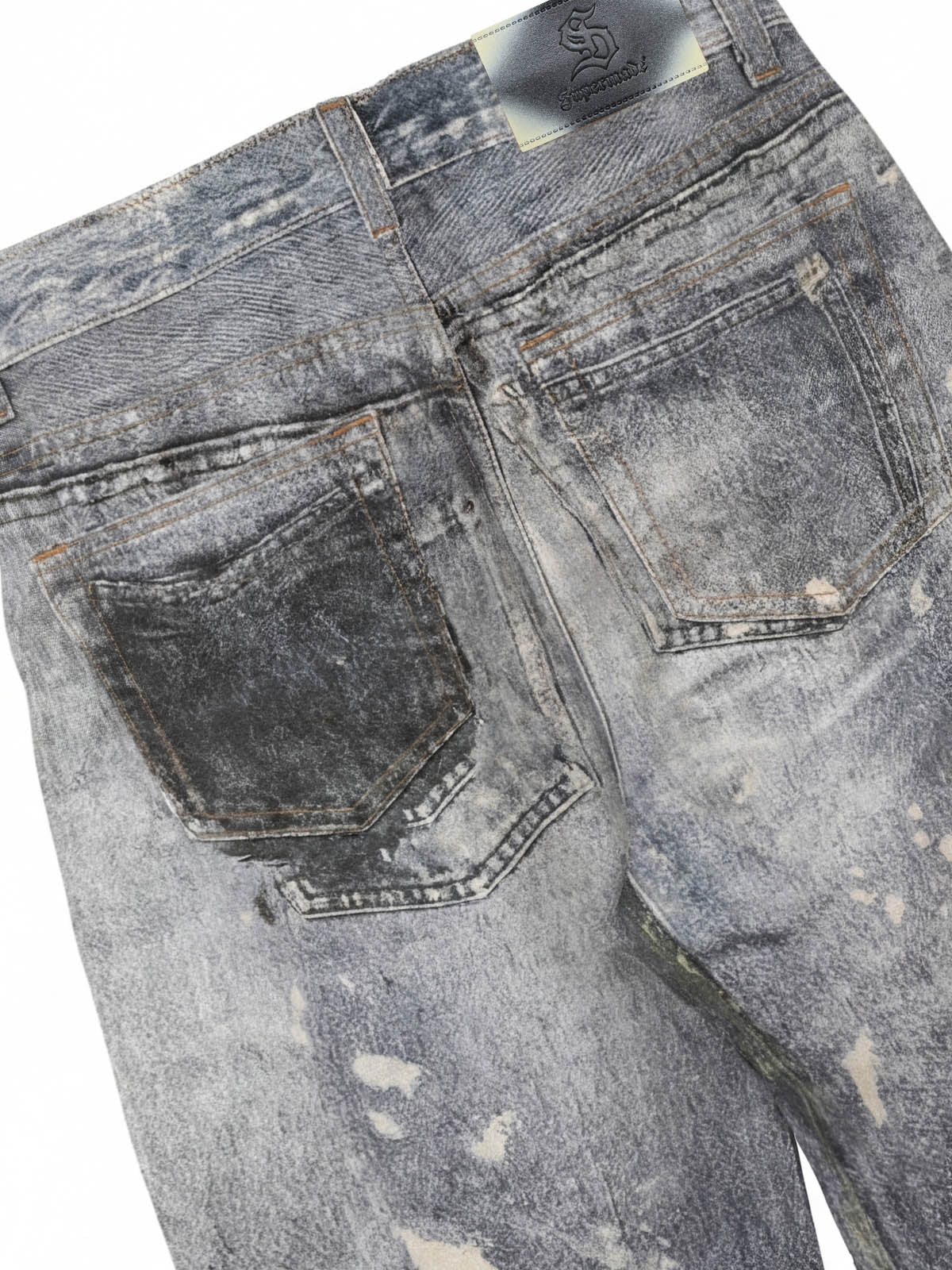 Distressed Washed Dirty Spray Straight Leg Jeans - Image 5