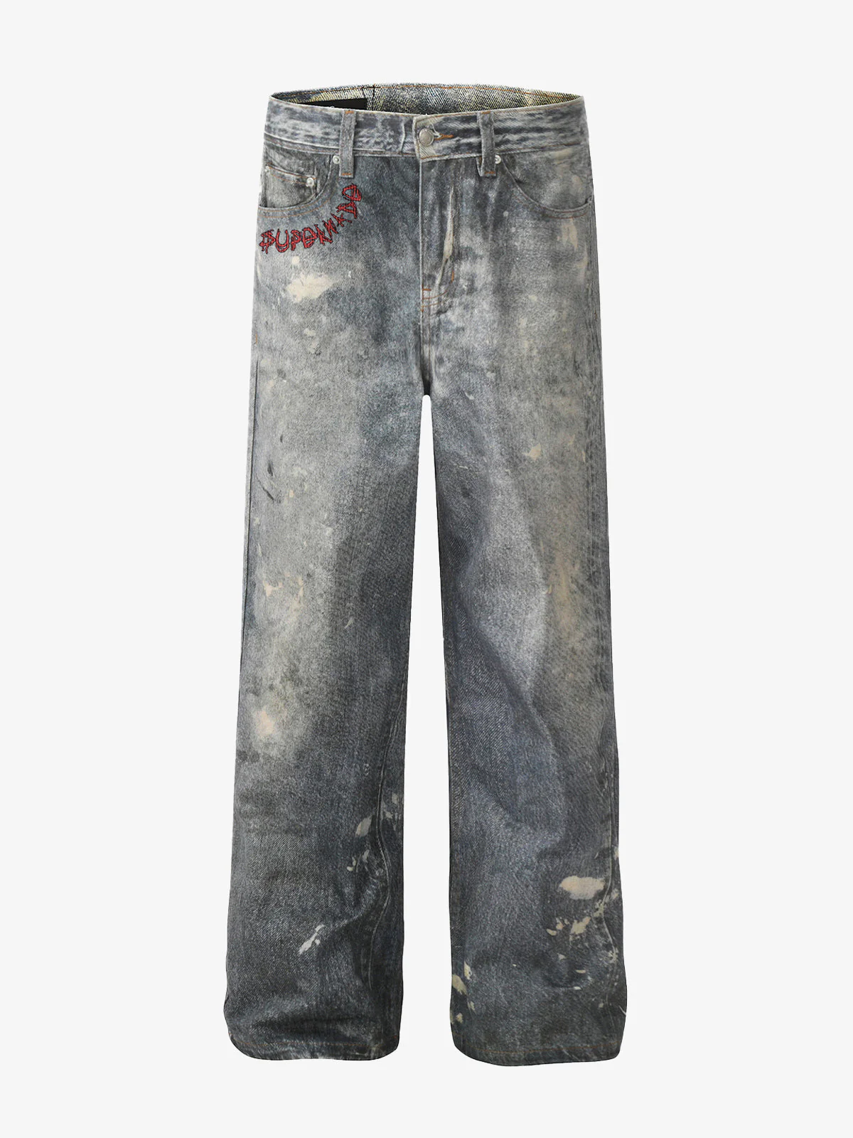 Distressed Washed Dirty Spray Straight Leg Jeans - Image 8