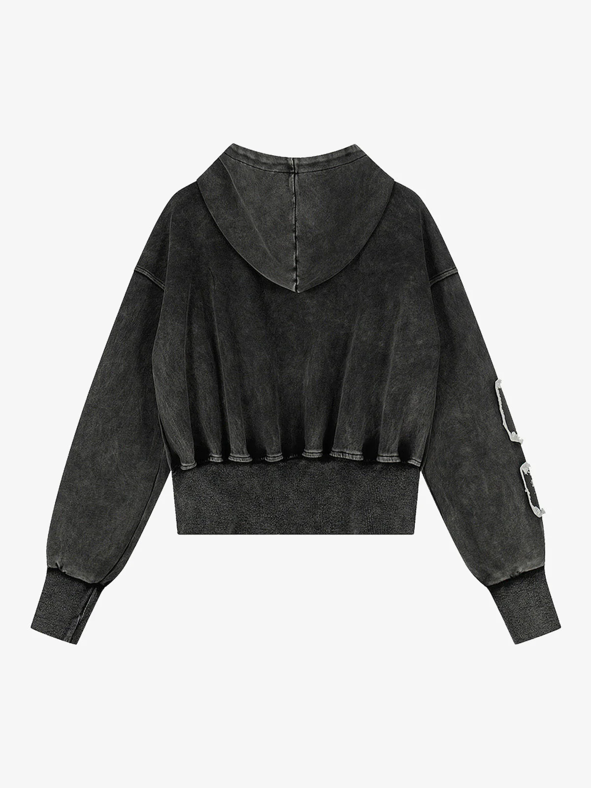 Distressed Washed Embroidered Zip-Up Hooded Jacket - Image 6