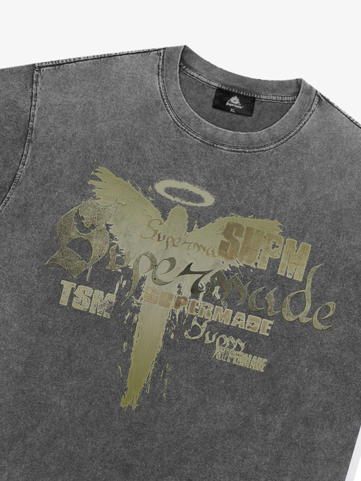 Distressed Washed Gothic Angel Graphic T-Shirt - Image 14