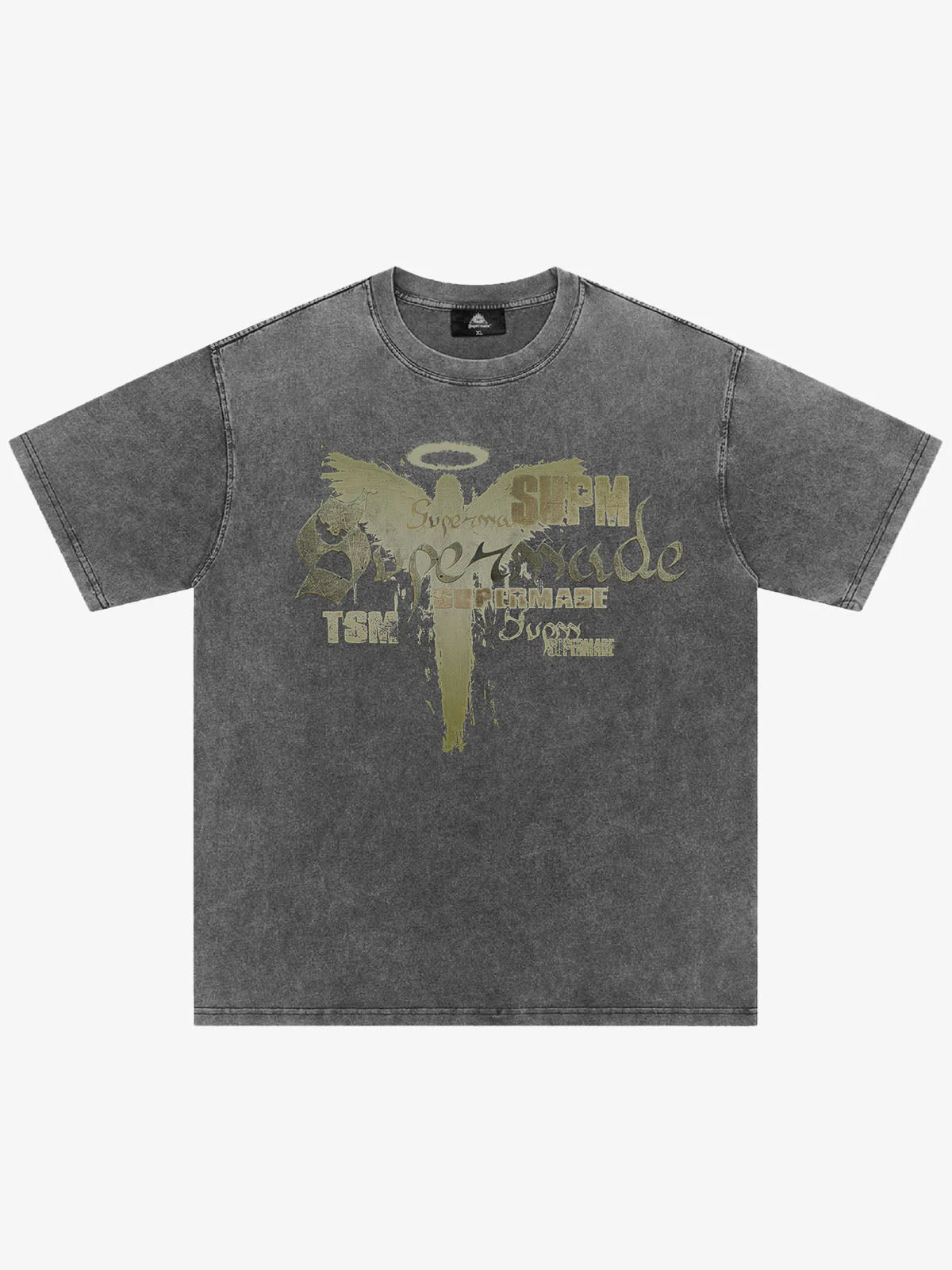 Distressed Washed Gothic Angel Graphic T-Shirt - Image 3