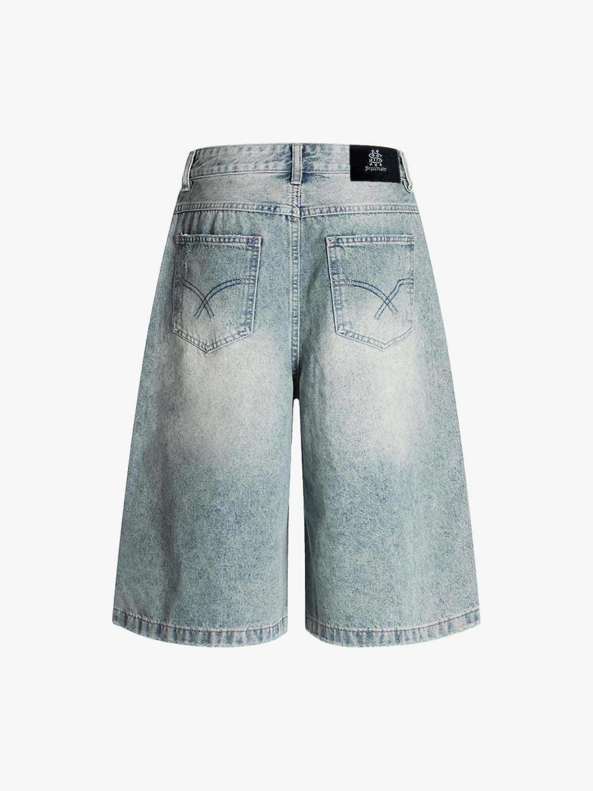 Distressed Washed Ripped Denim Jort - Image 2