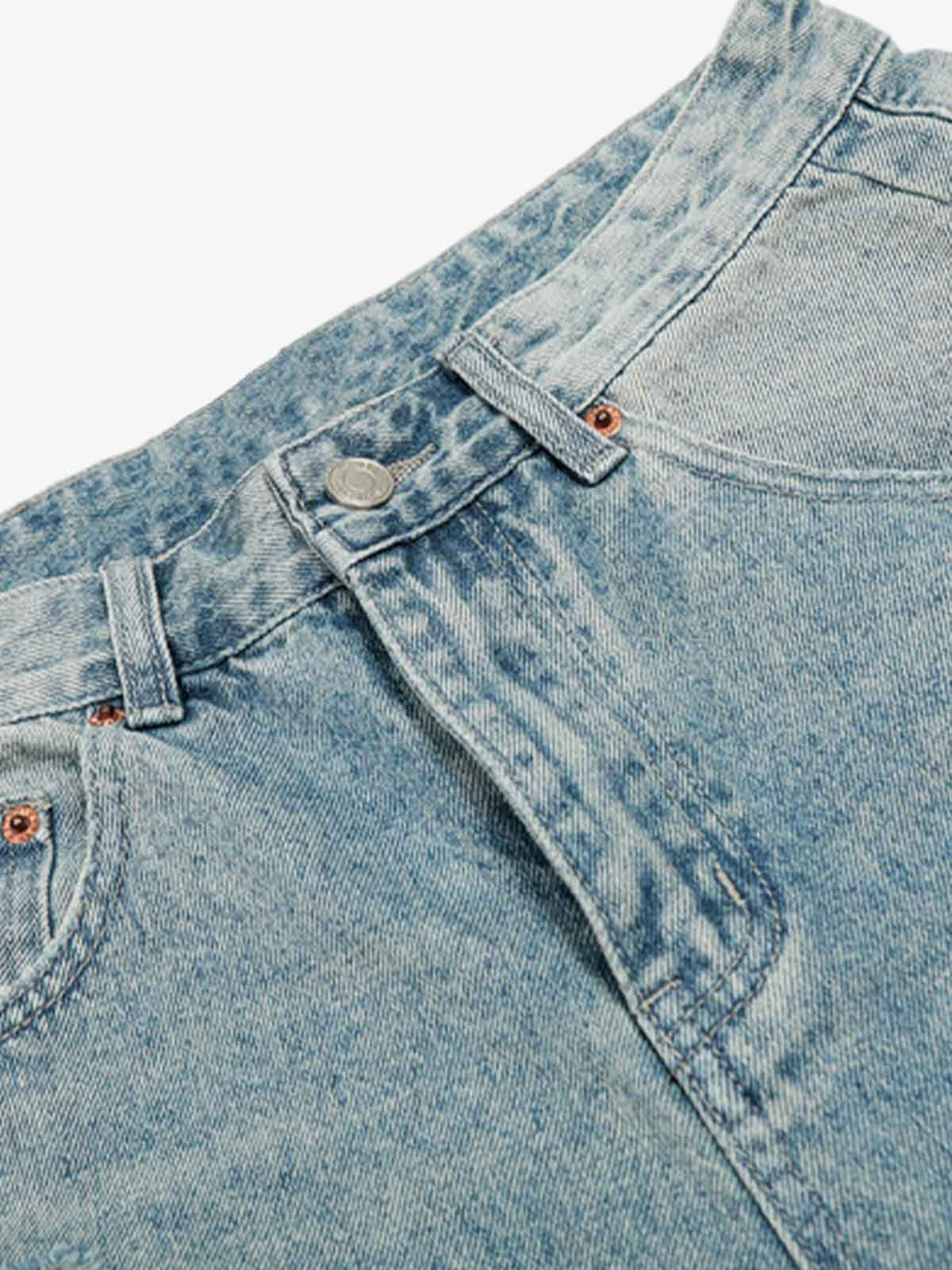 Distressed Washed Ripped Denim Jort - Image 3