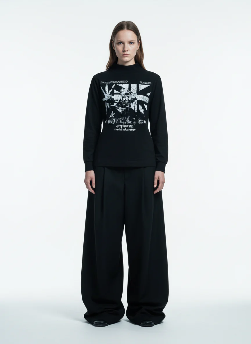 Double Collar Design Printed T-Shirt - Image 3